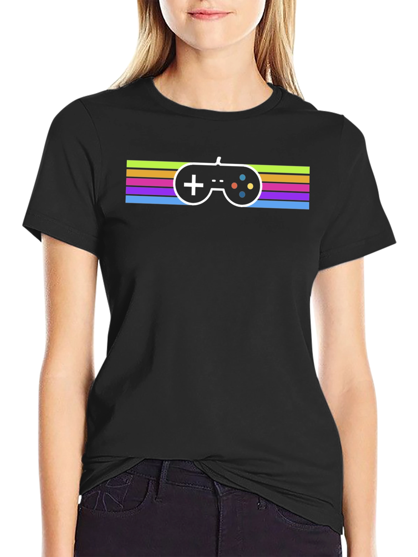 Retro Gaming T-Shirt - Colorful Controller Design
