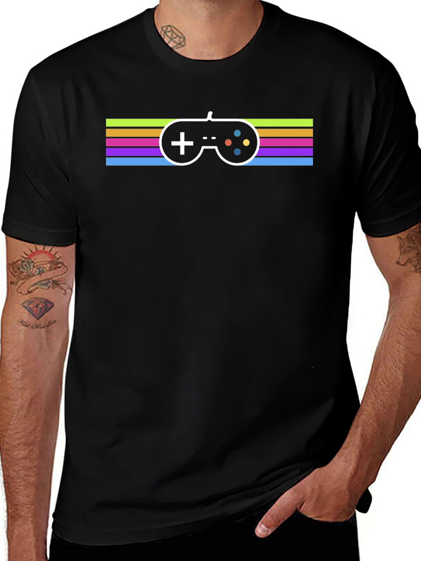 Retro Gaming T-Shirt - Colorful Controller Design