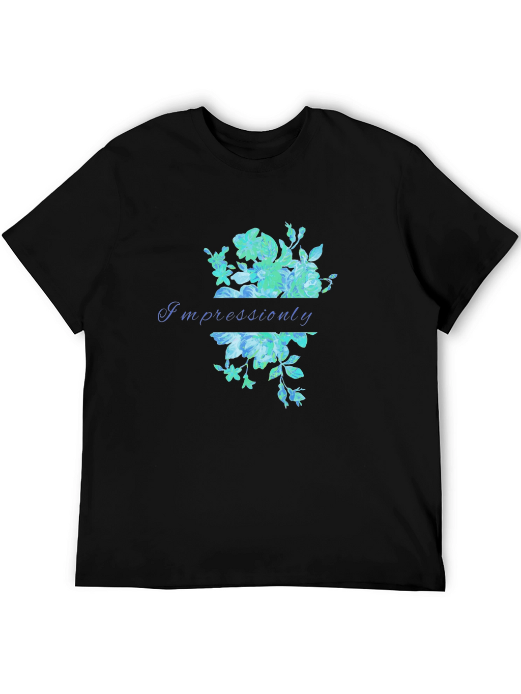 Impressiounly Floral Graphic Black T-Shirt