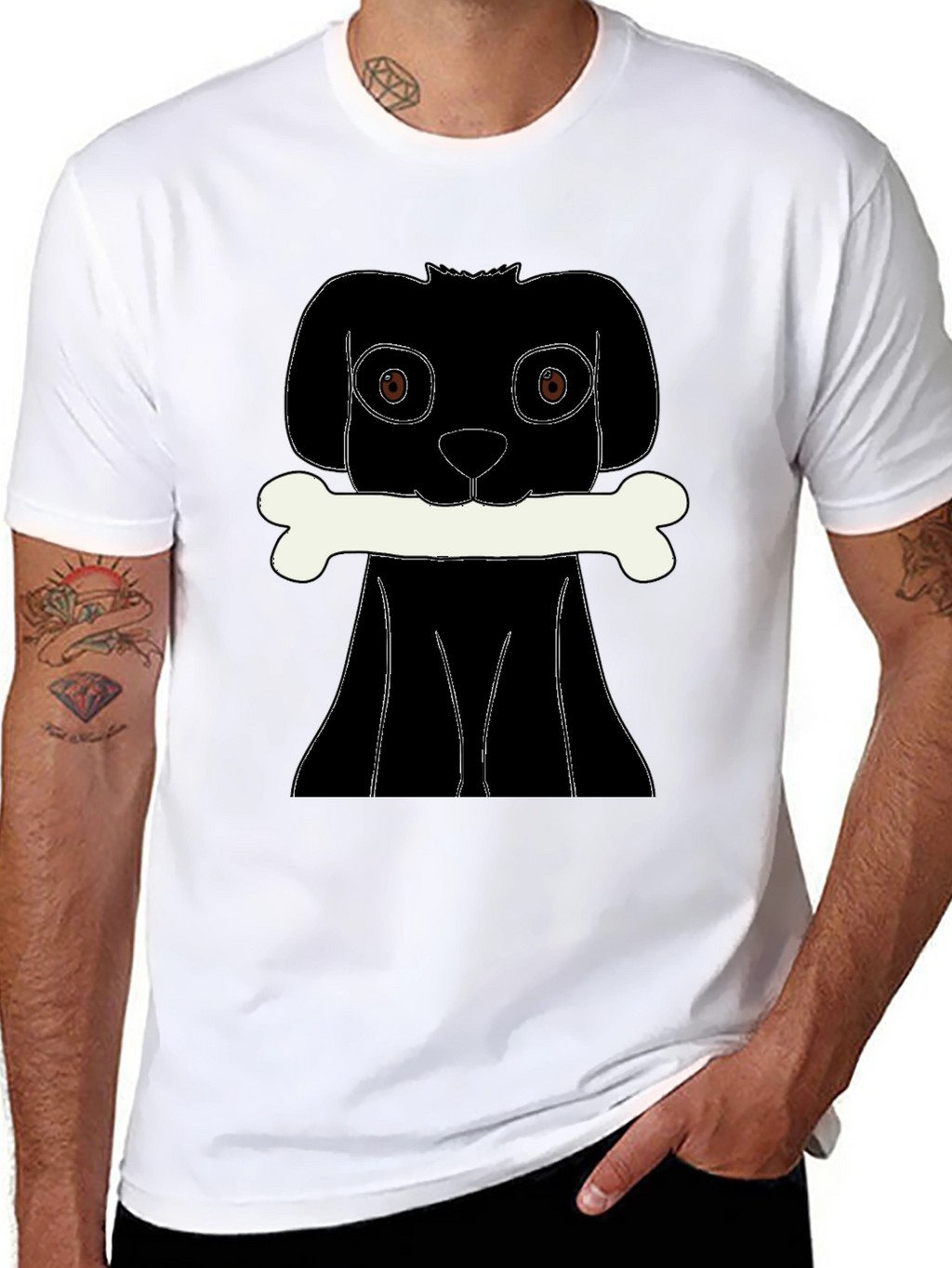 Dog Bone T-Shirt - Black Graphic Tee