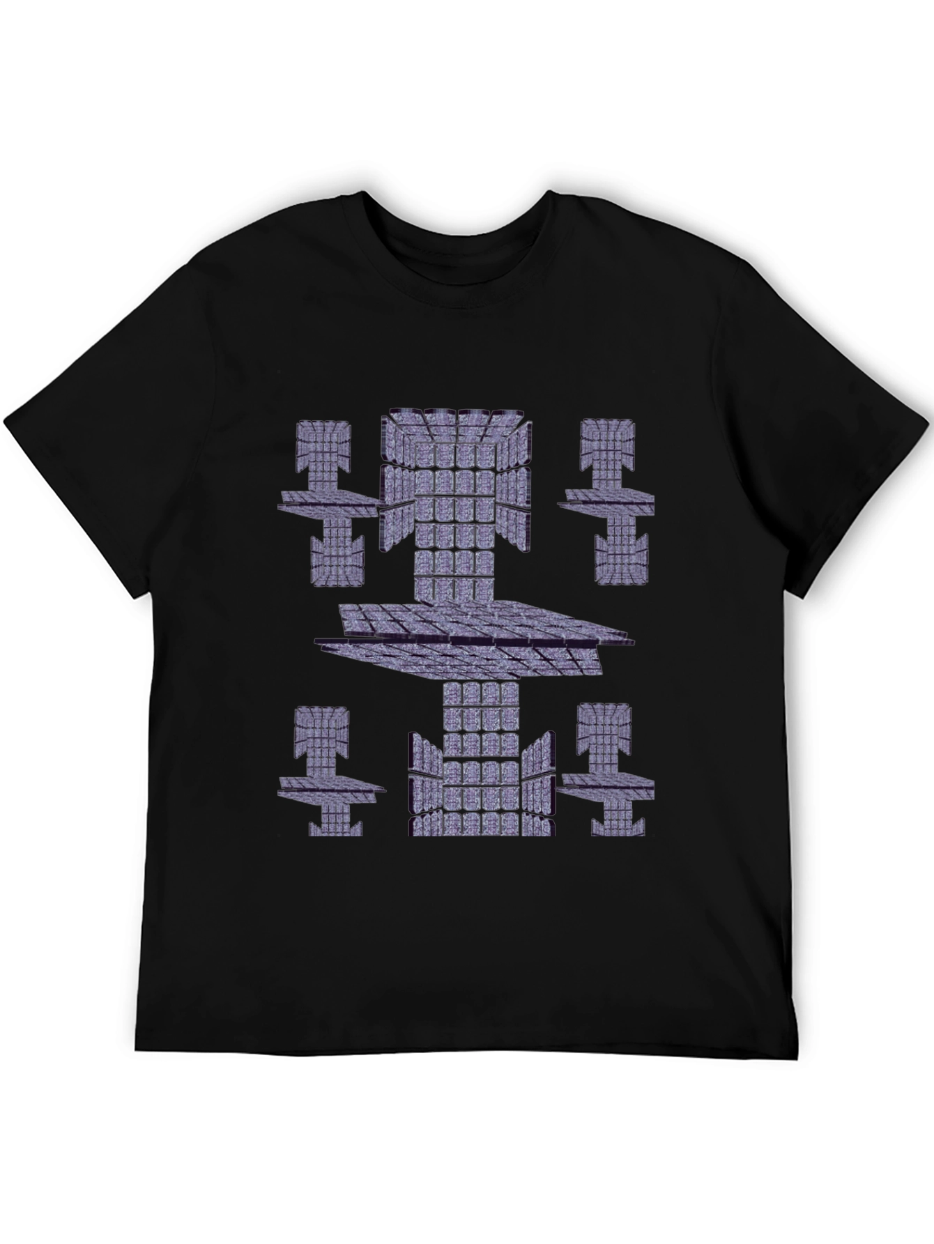 Abstract Geometric Print Black T-Shirt