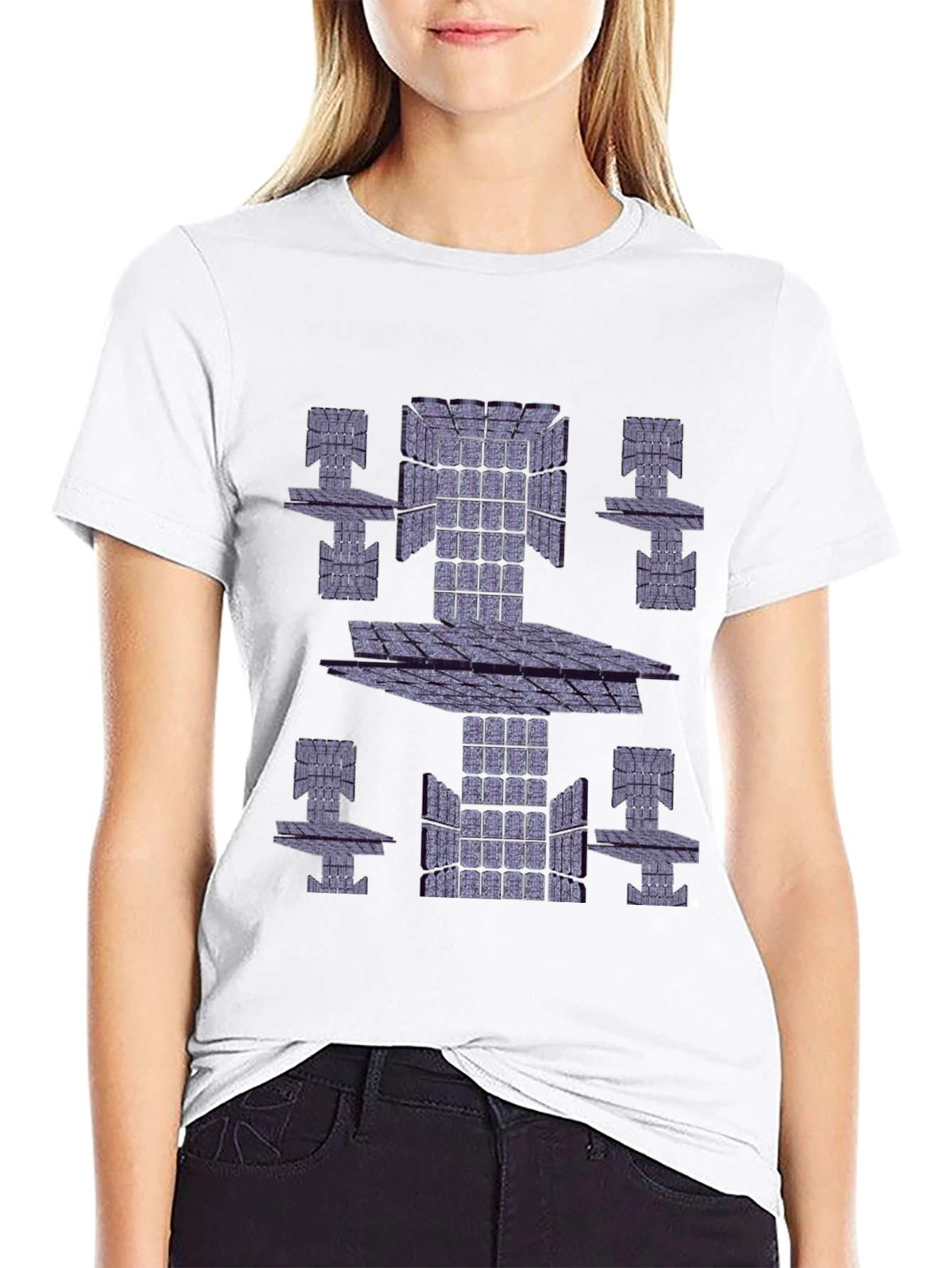 Abstract Geometric Print Black T-Shirt