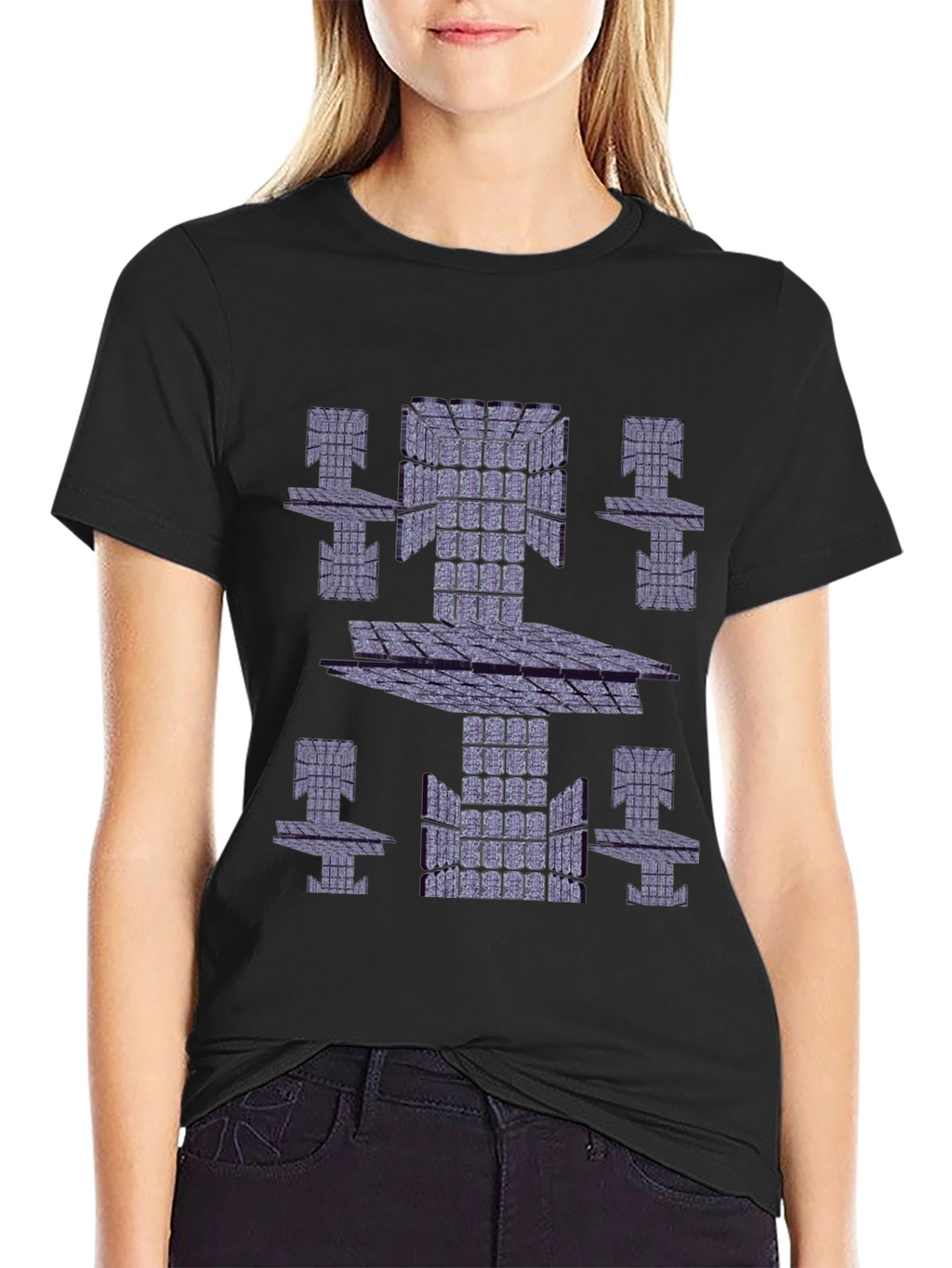 Abstract Geometric Print Black T-Shirt
