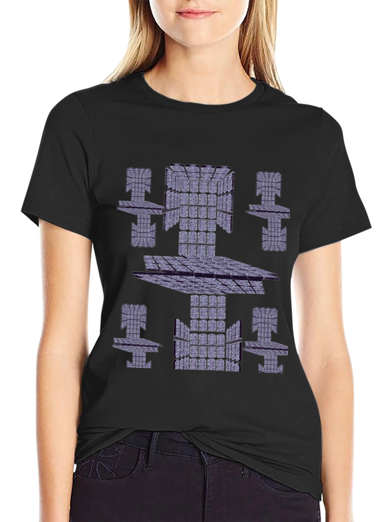 Abstract Geometric Print Black T-Shirt