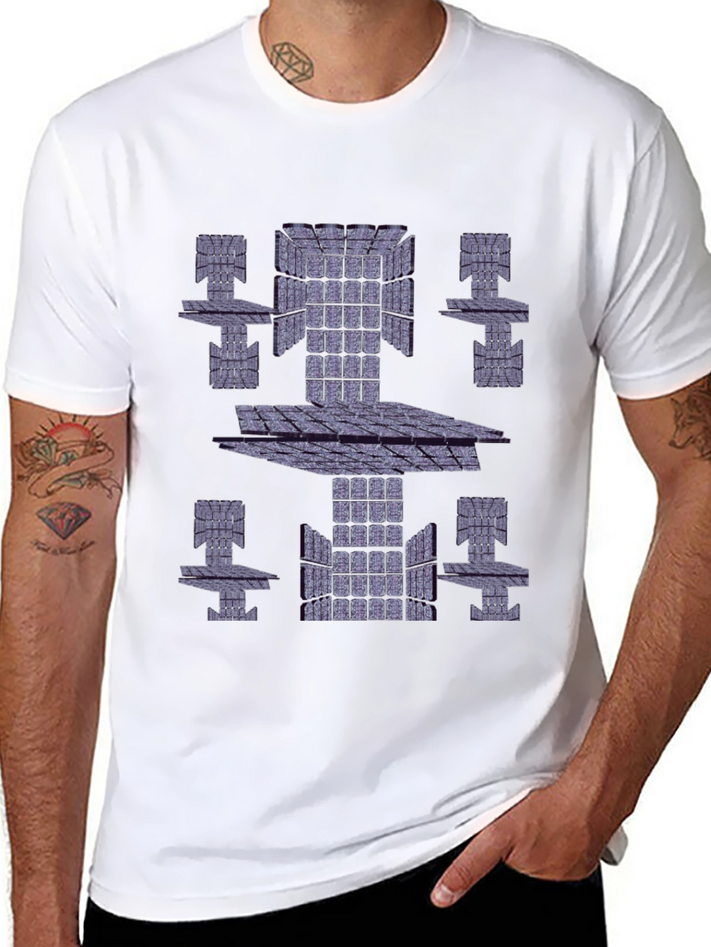Abstract Geometric Print Black T-Shirt