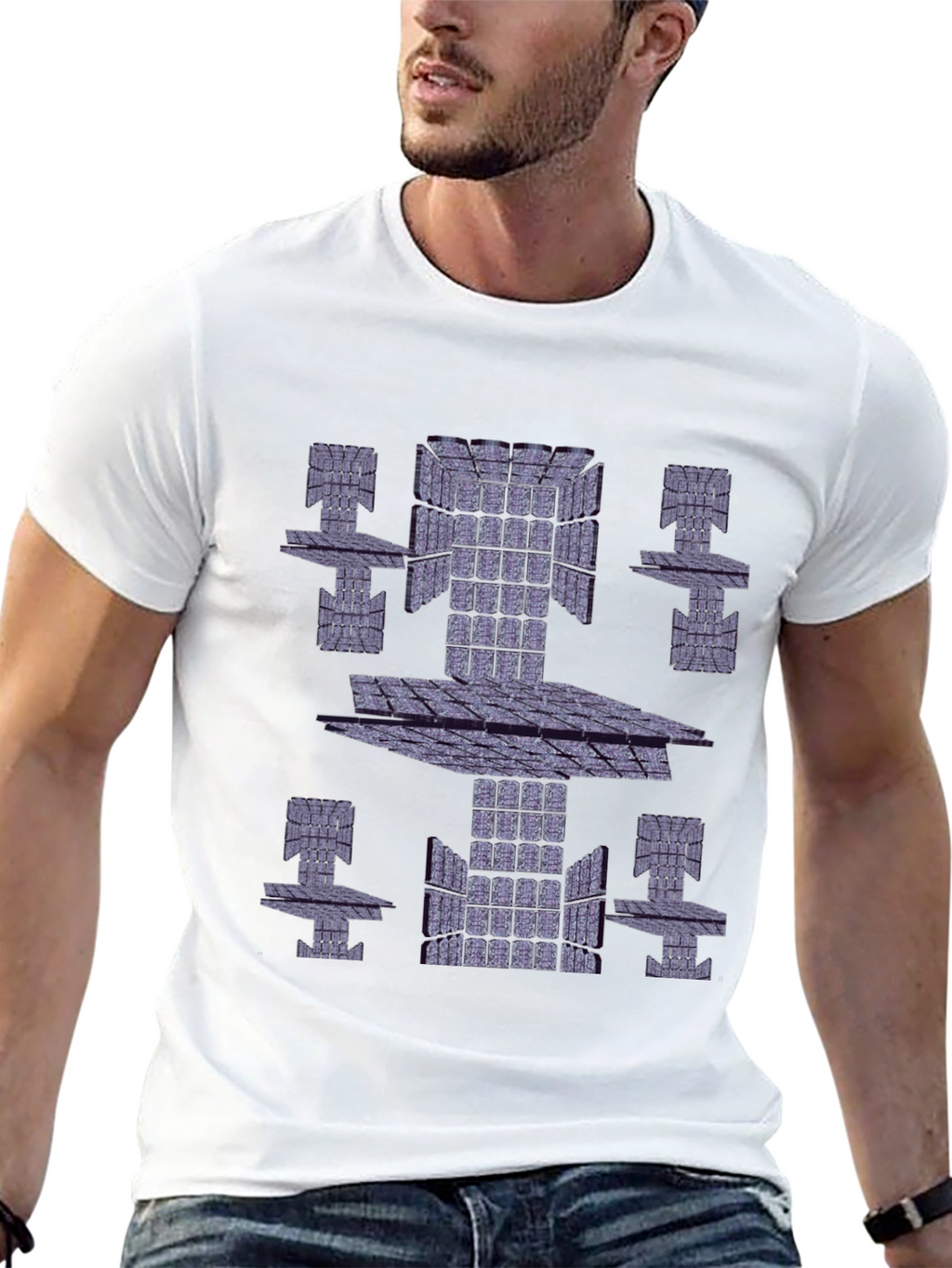 Abstract Geometric Print Black T-Shirt