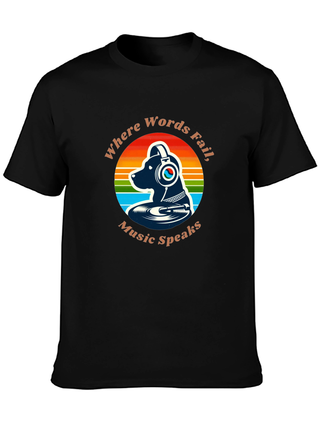 Dog Music Lover T-Shirt - Where Words Fail Music Speaks