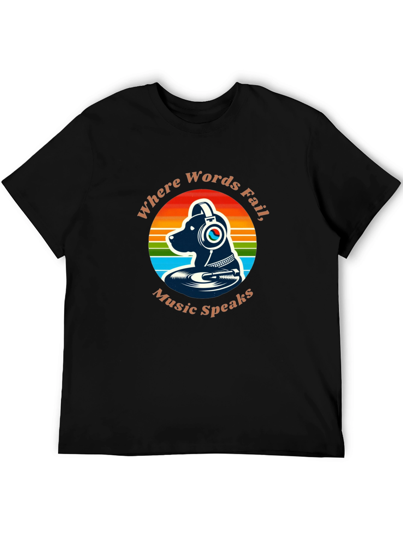 Dog Music Lover T-Shirt - Where Words Fail Music Speaks