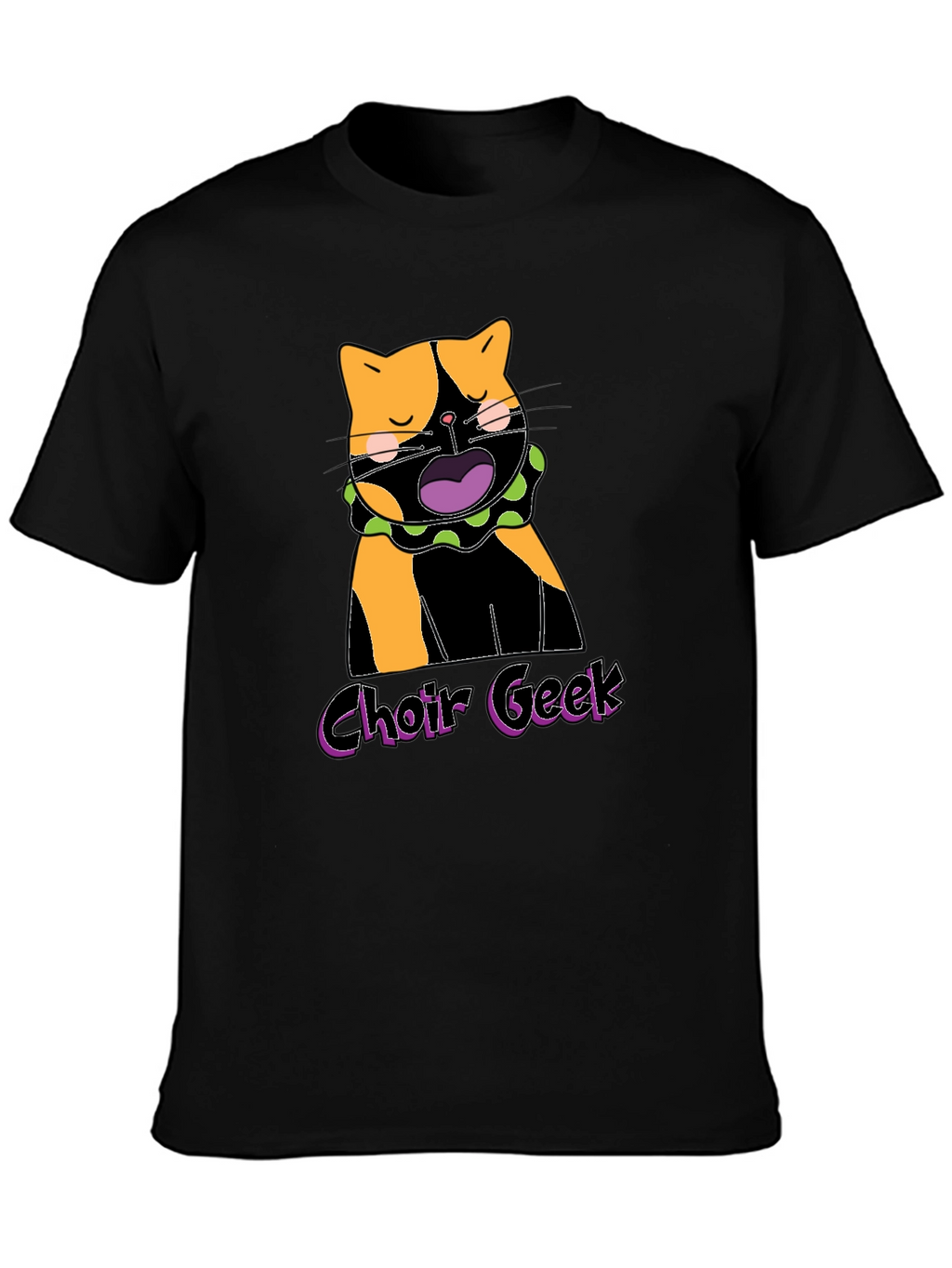 Choir Geek Cat Graphic Tee - Black Cotton T-Shirt