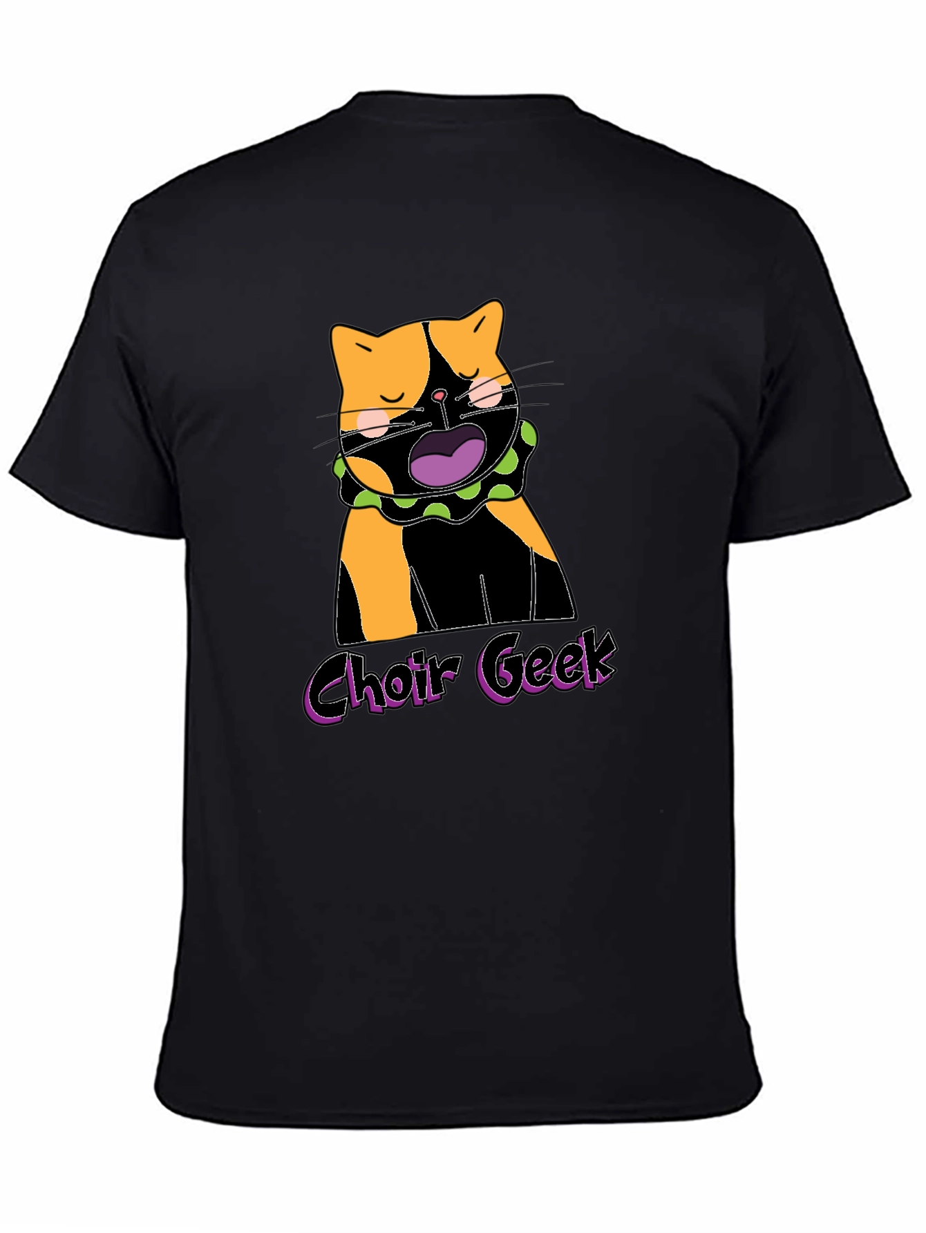 Choir Geek Cat Graphic Tee - Black Cotton T-Shirt