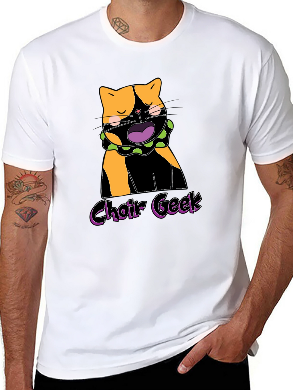 Choir Geek Cat Graphic Tee - Black Cotton T-Shirt