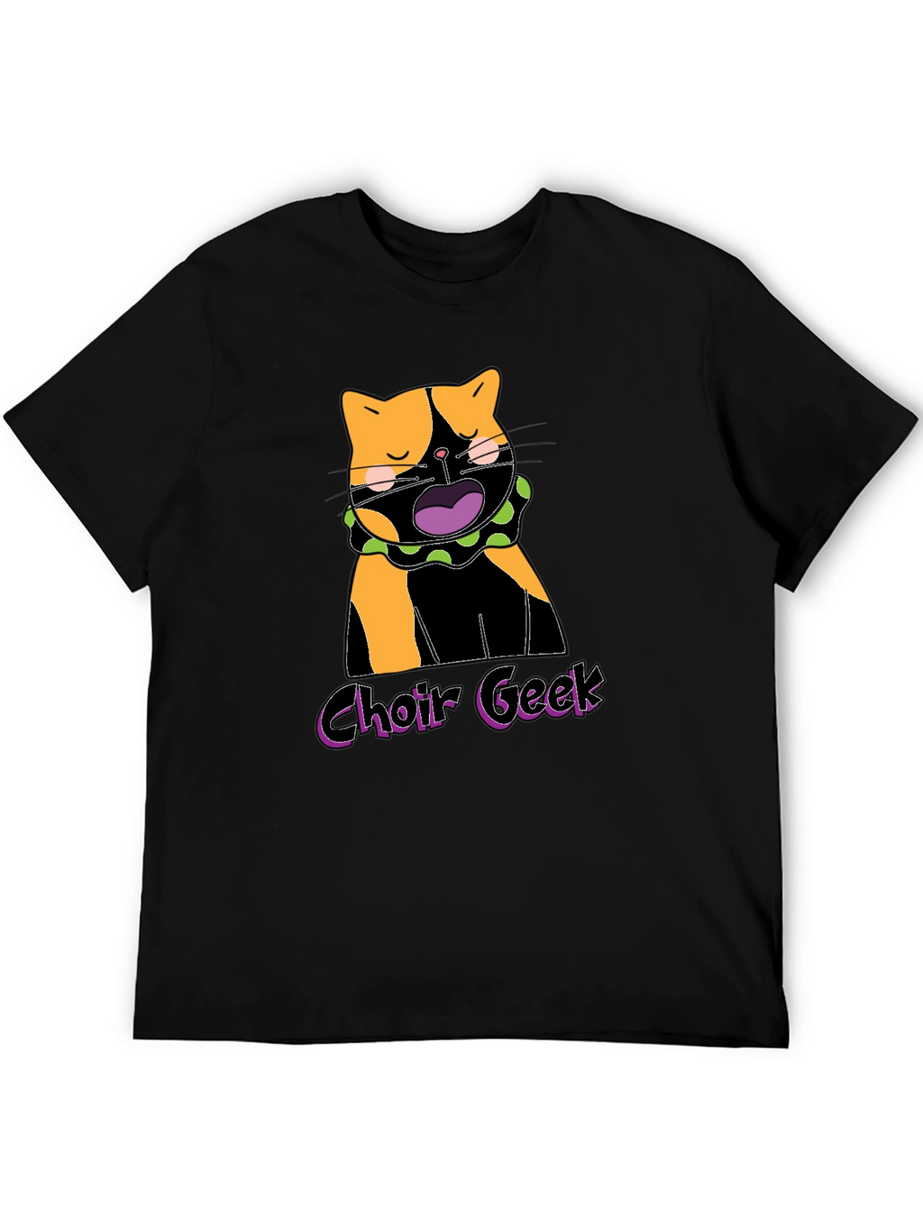 Choir Geek Cat Graphic Tee - Black Cotton T-Shirt
