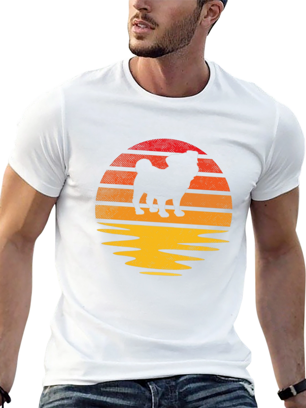 Pug Sunset Graphic Tee - Retro Dog Lover Shirt