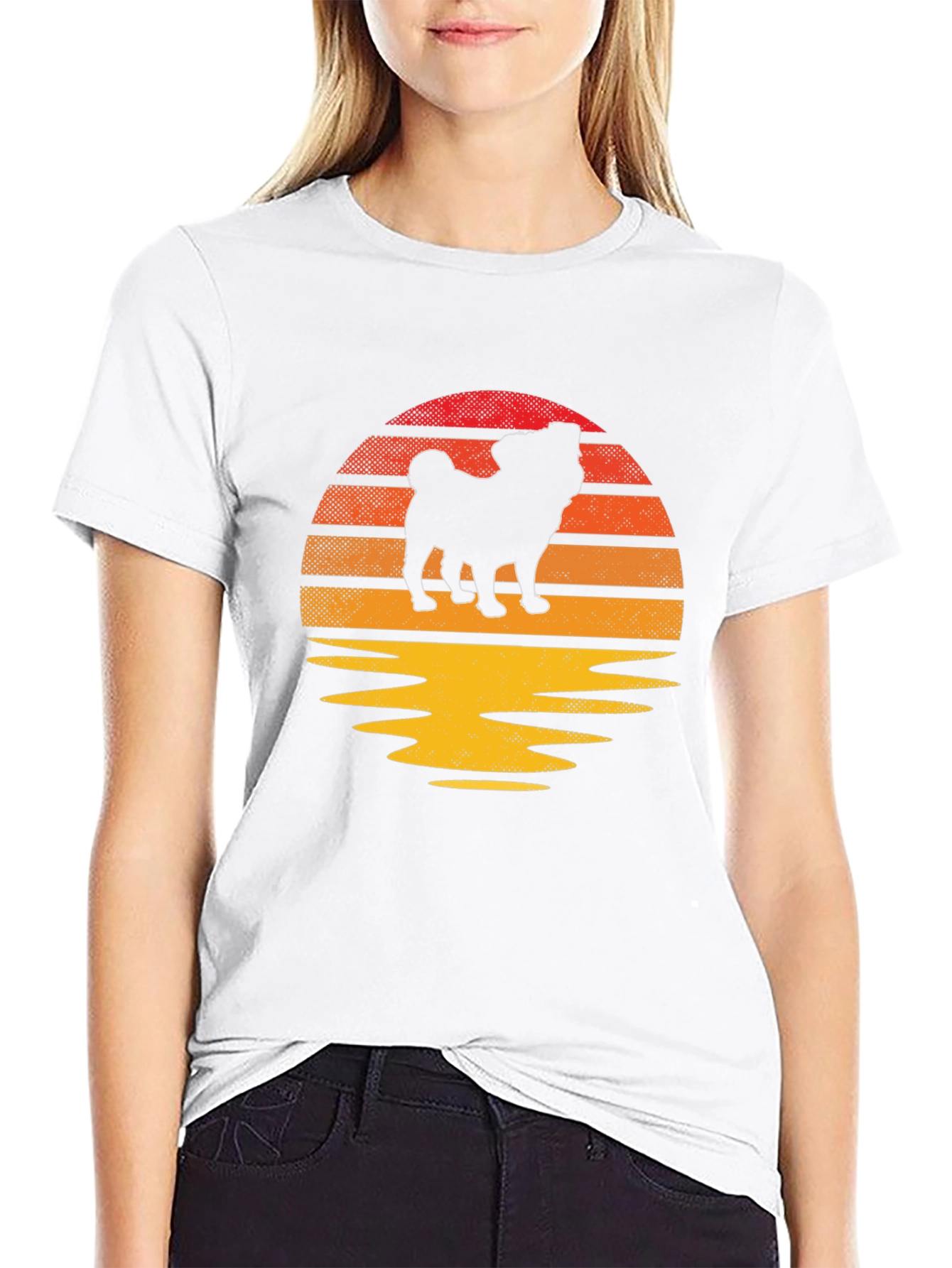 Pug Sunset Graphic Tee - Retro Dog Lover Shirt