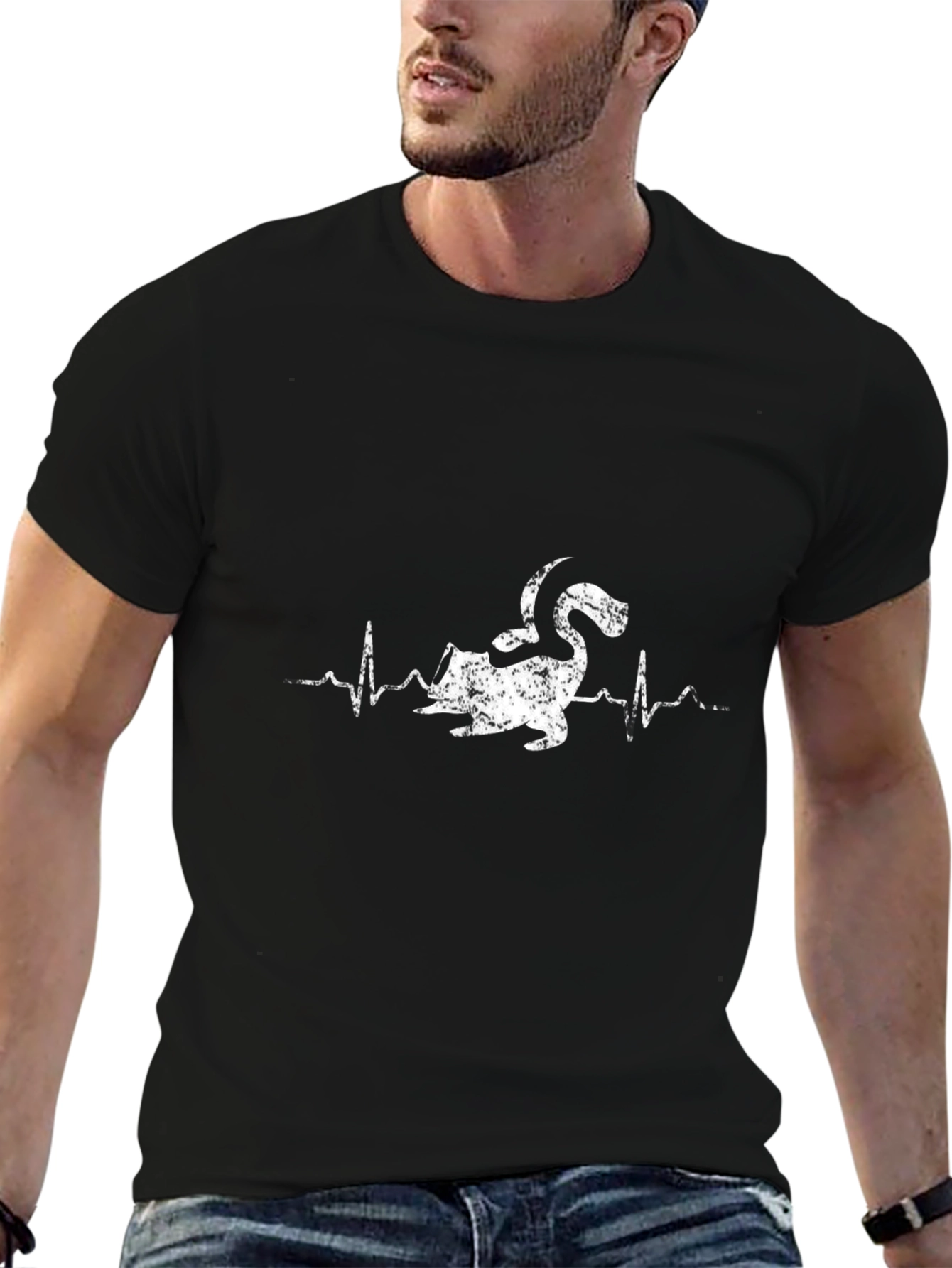 Funny Anteater Heartbeat T-Shirt - Black