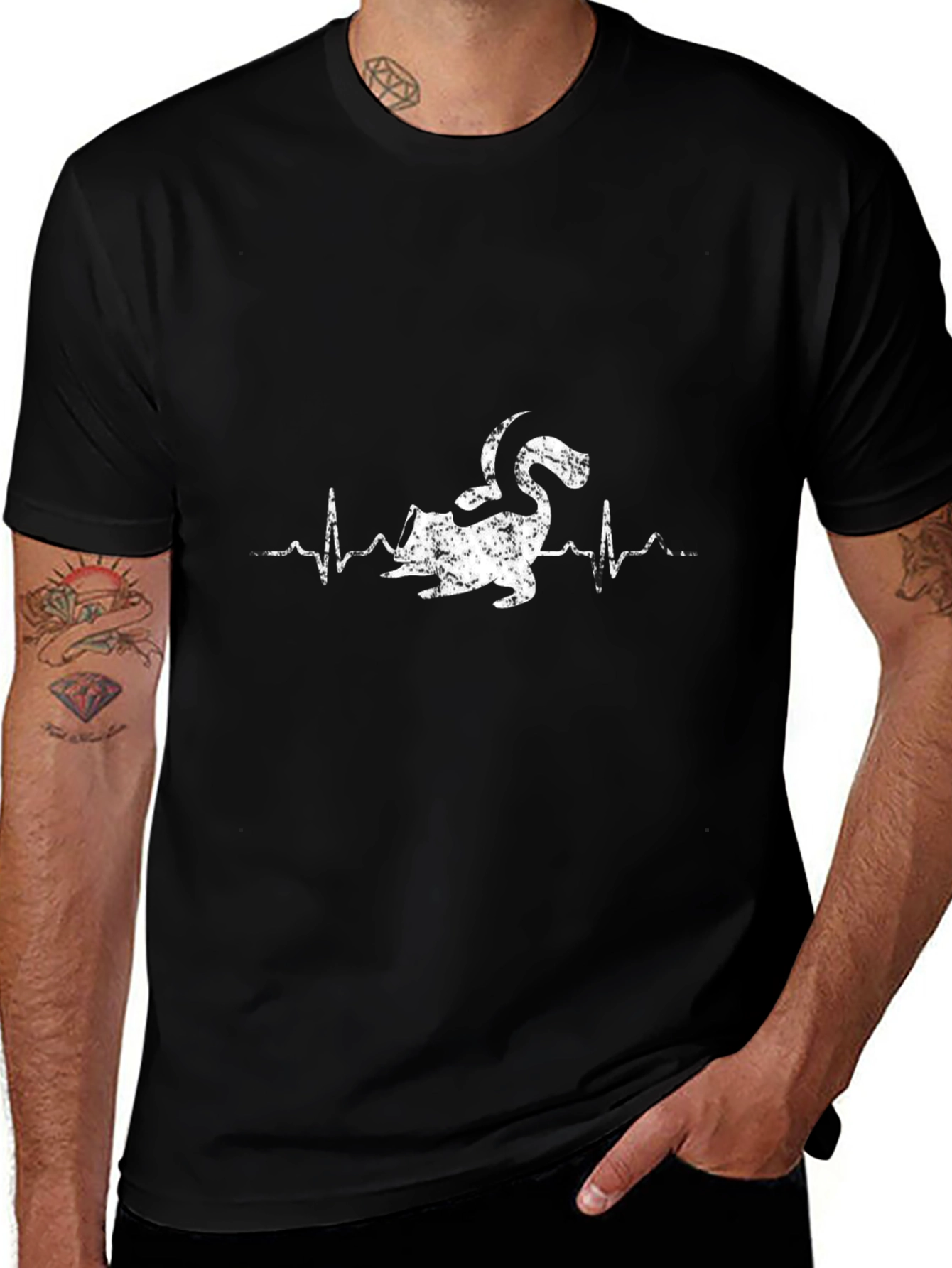 Funny Anteater Heartbeat T-Shirt - Black