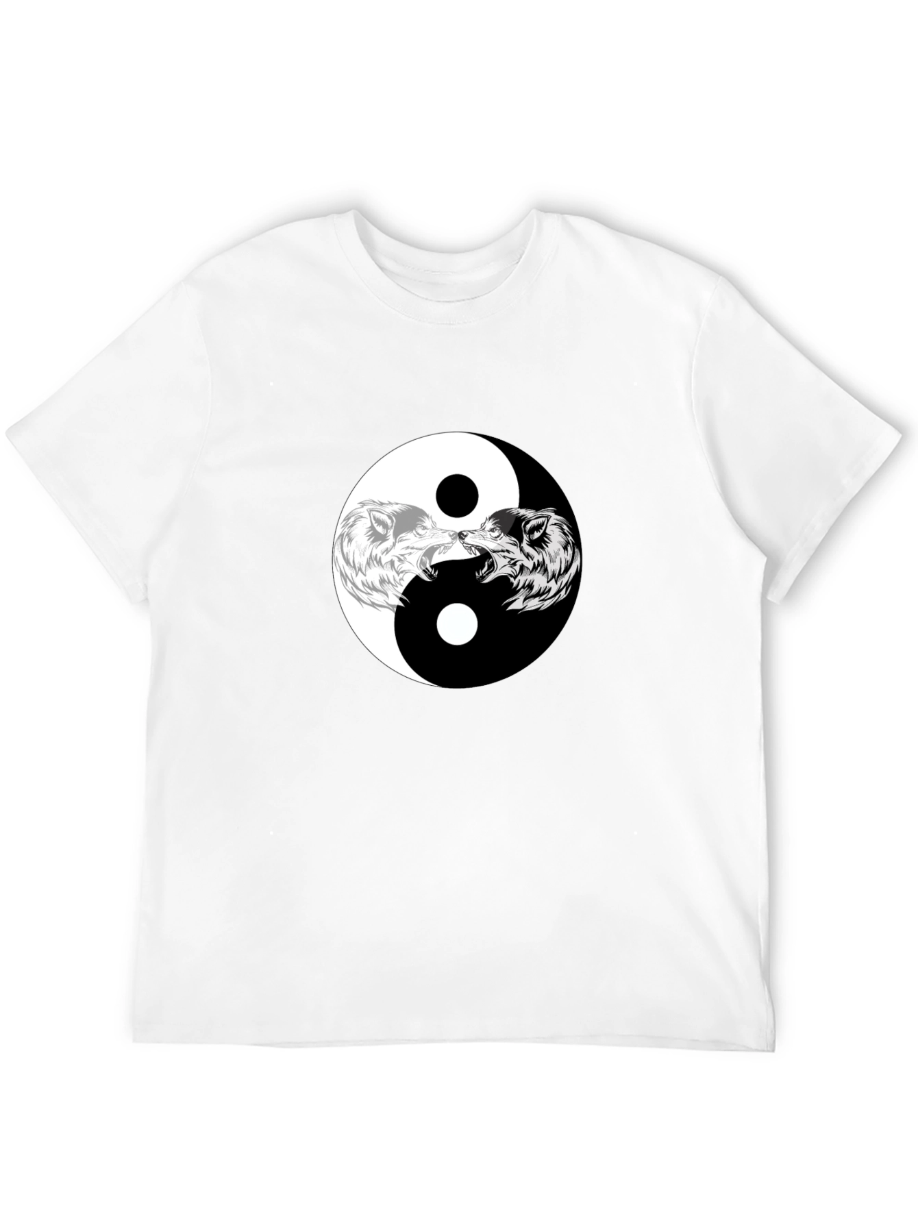 Yin Yang Wolves Graphic Tee - Black