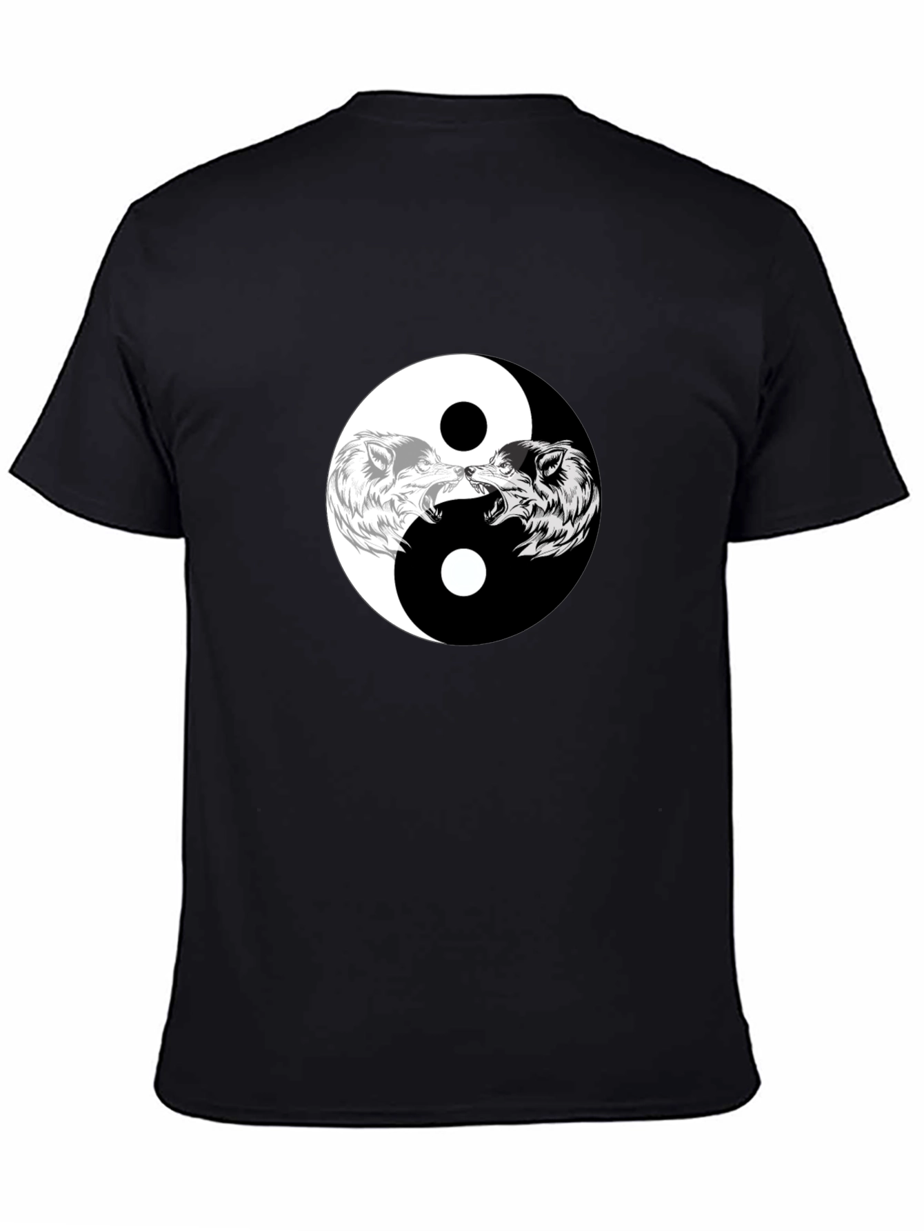 Yin Yang Wolves Graphic Tee - Black