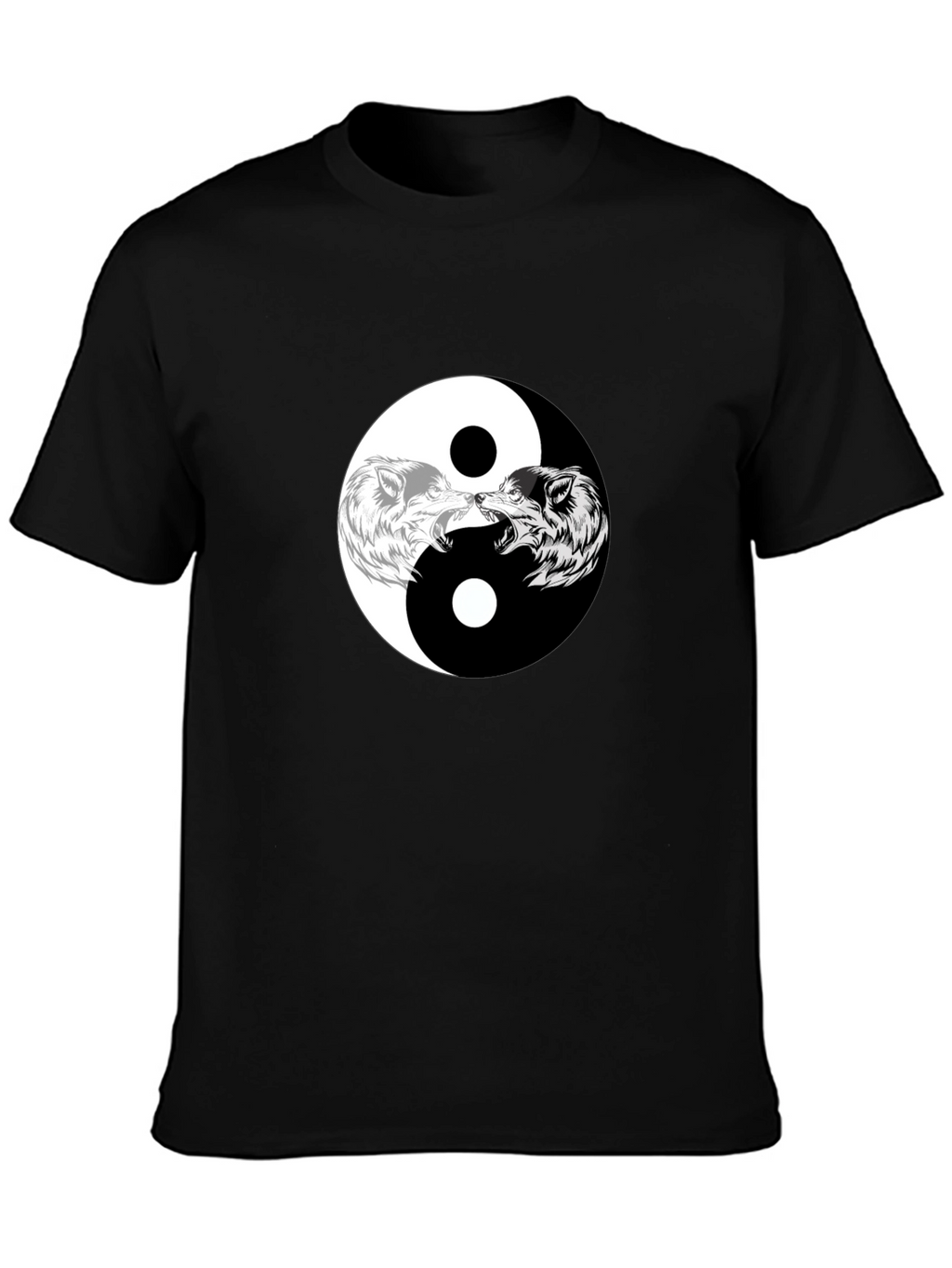 Yin Yang Wolves Graphic Tee - Black