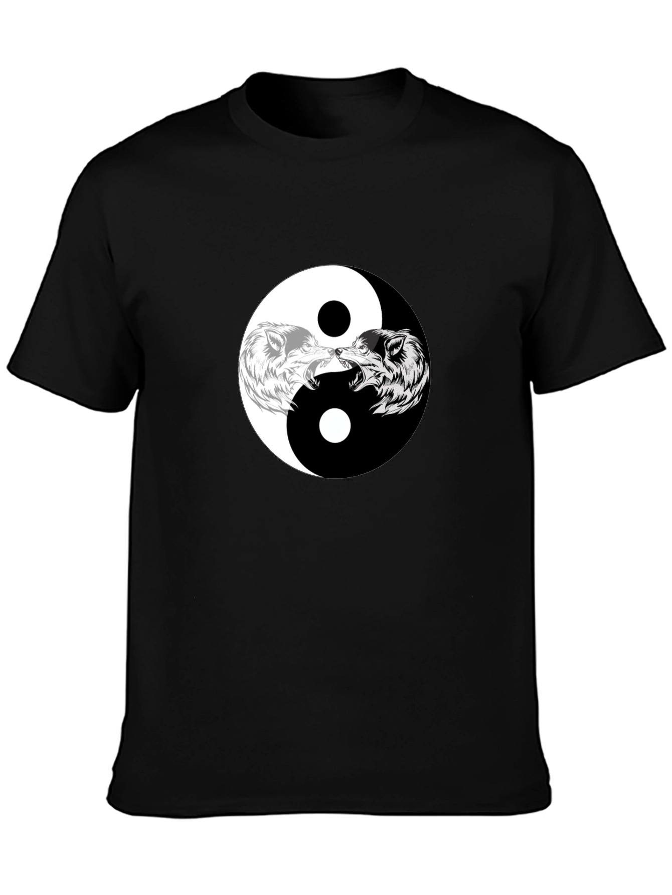 Yin Yang Wolves Graphic Tee - Black