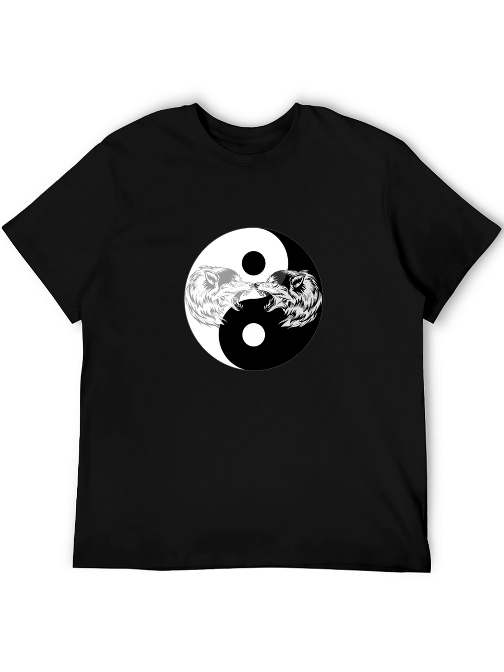 Yin Yang Wolves Graphic Tee - Black