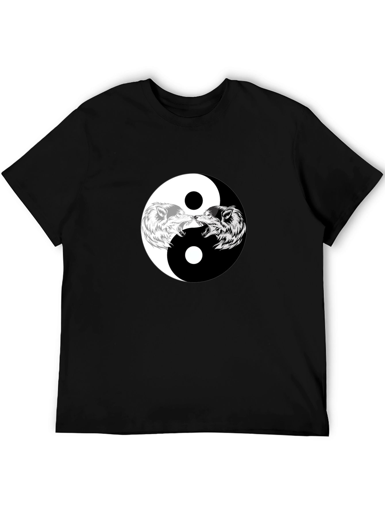 Yin Yang Wolves Graphic Tee - Black