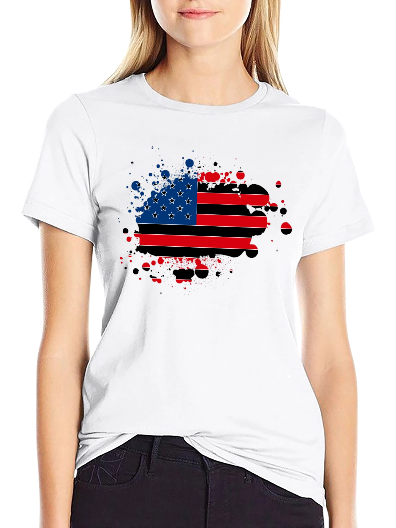 American Flag Splatter Graphic Tee