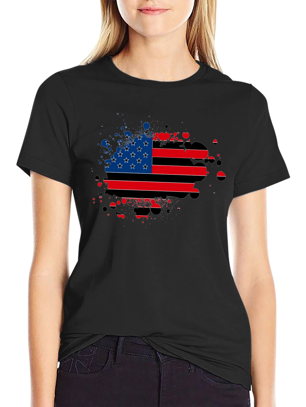 American Flag Splatter Graphic Tee