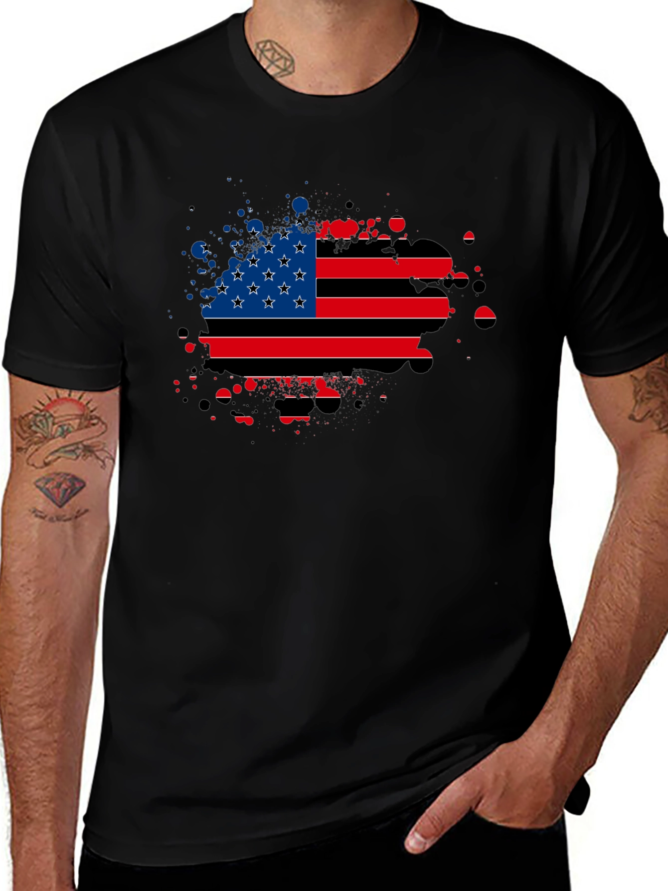American Flag Splatter Graphic Tee