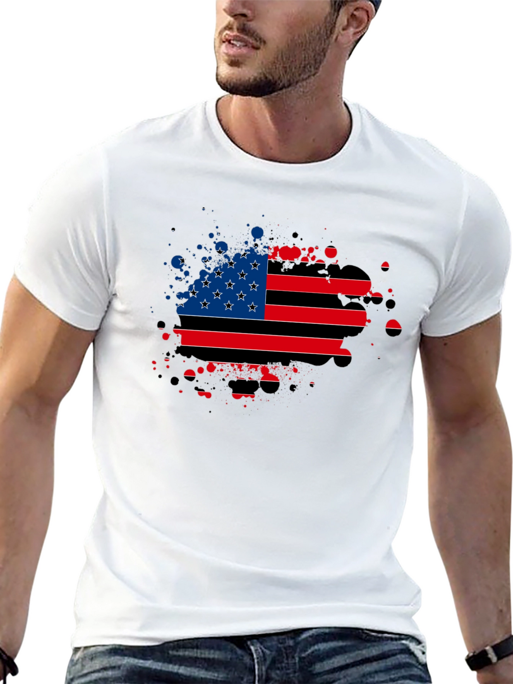 American Flag Splatter Graphic Tee
