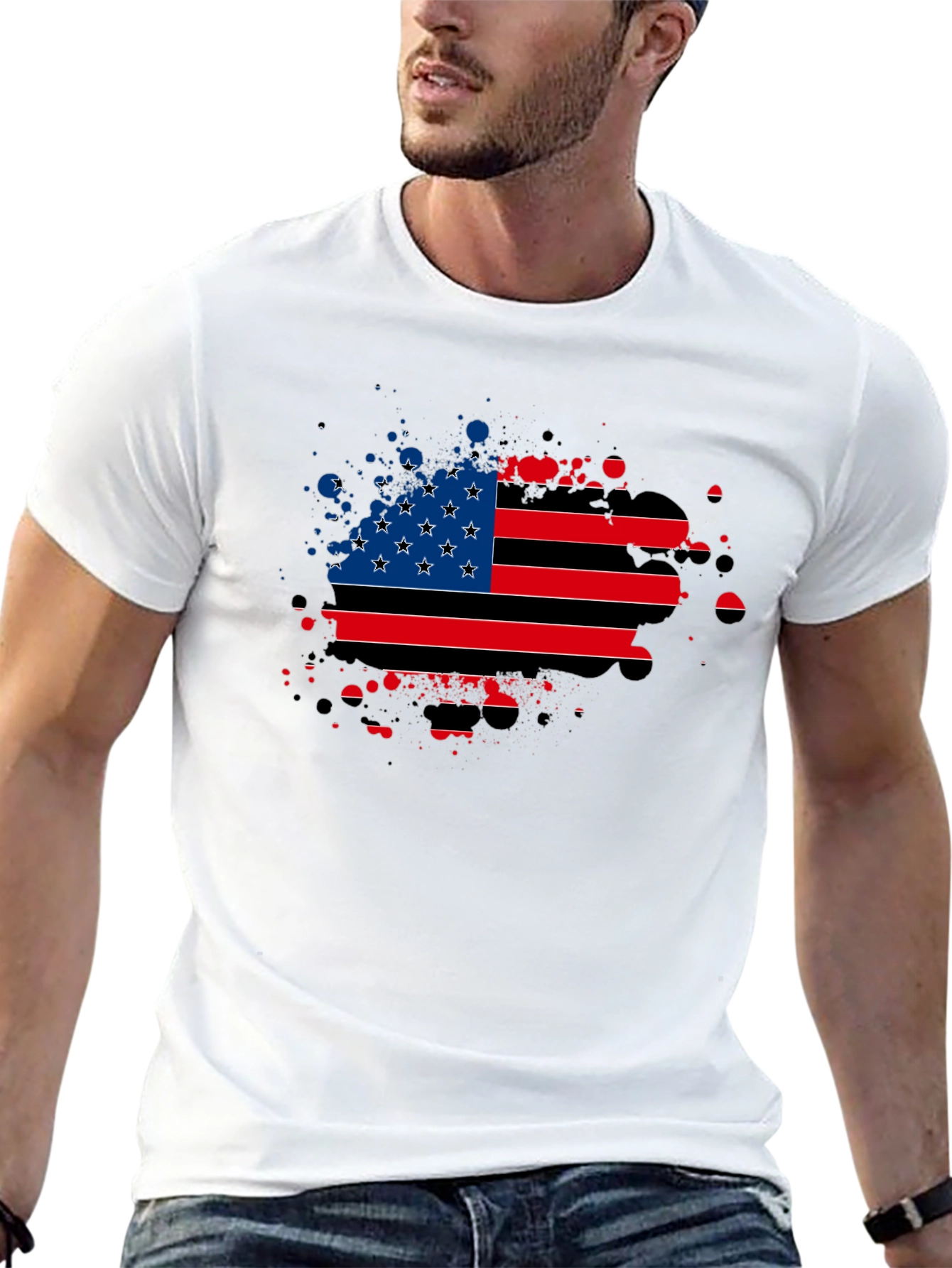 American Flag Splatter Graphic Tee