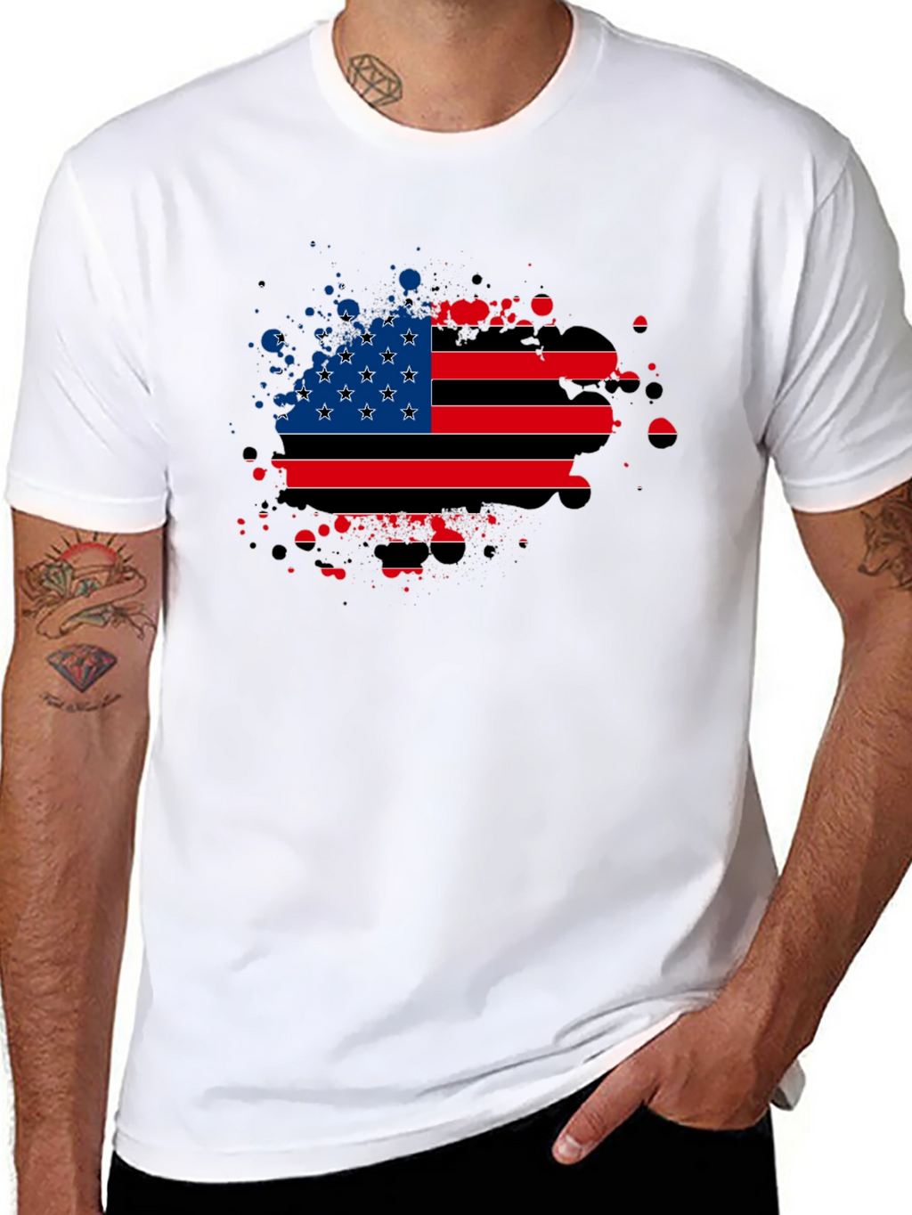American Flag Splatter Graphic Tee