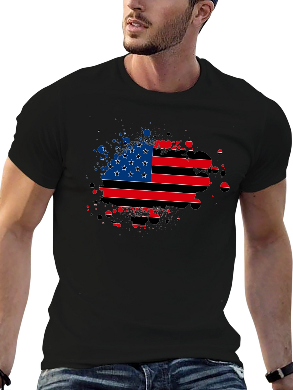 American Flag Splatter Graphic Tee