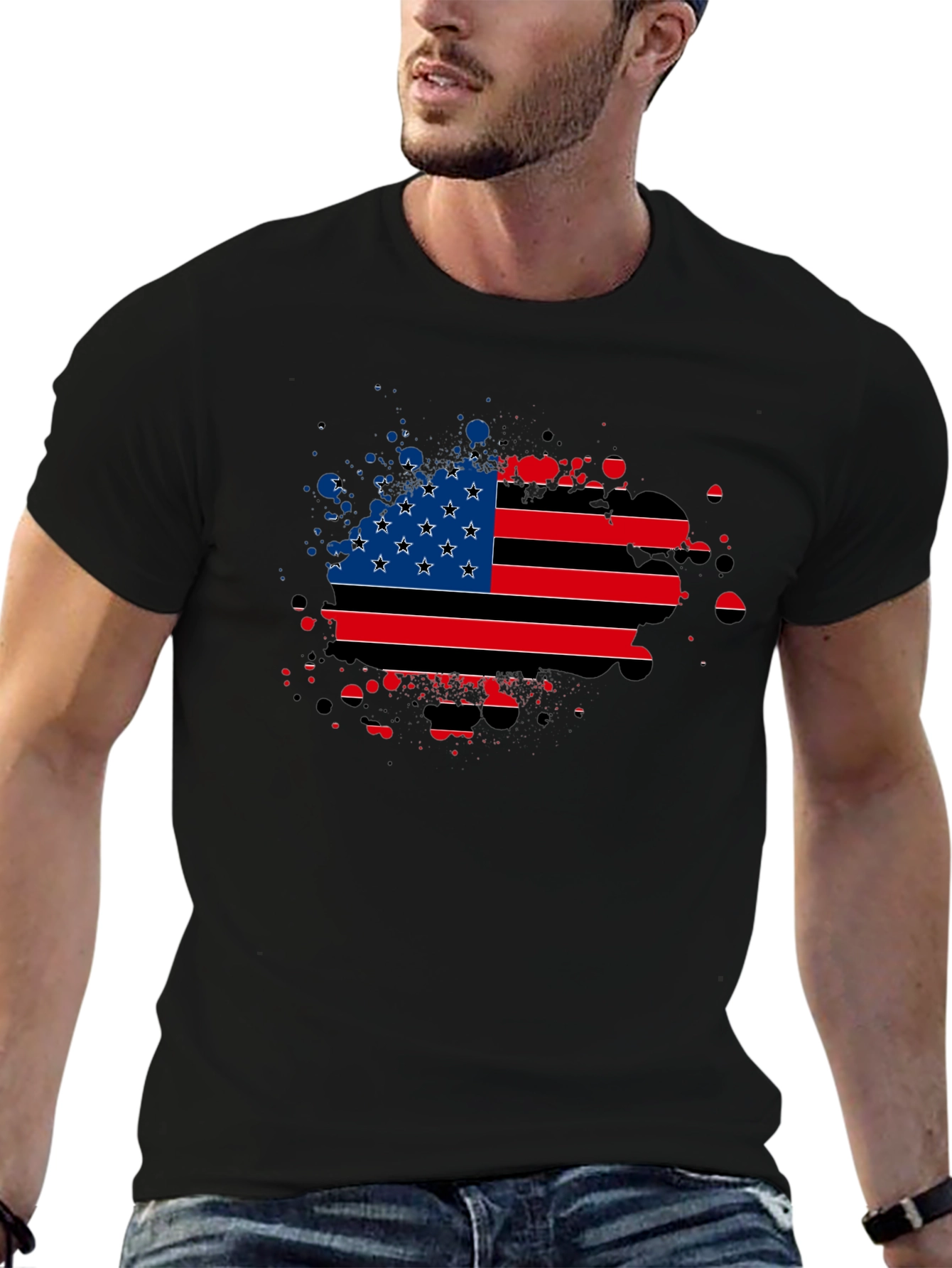 American Flag Splatter Graphic Tee