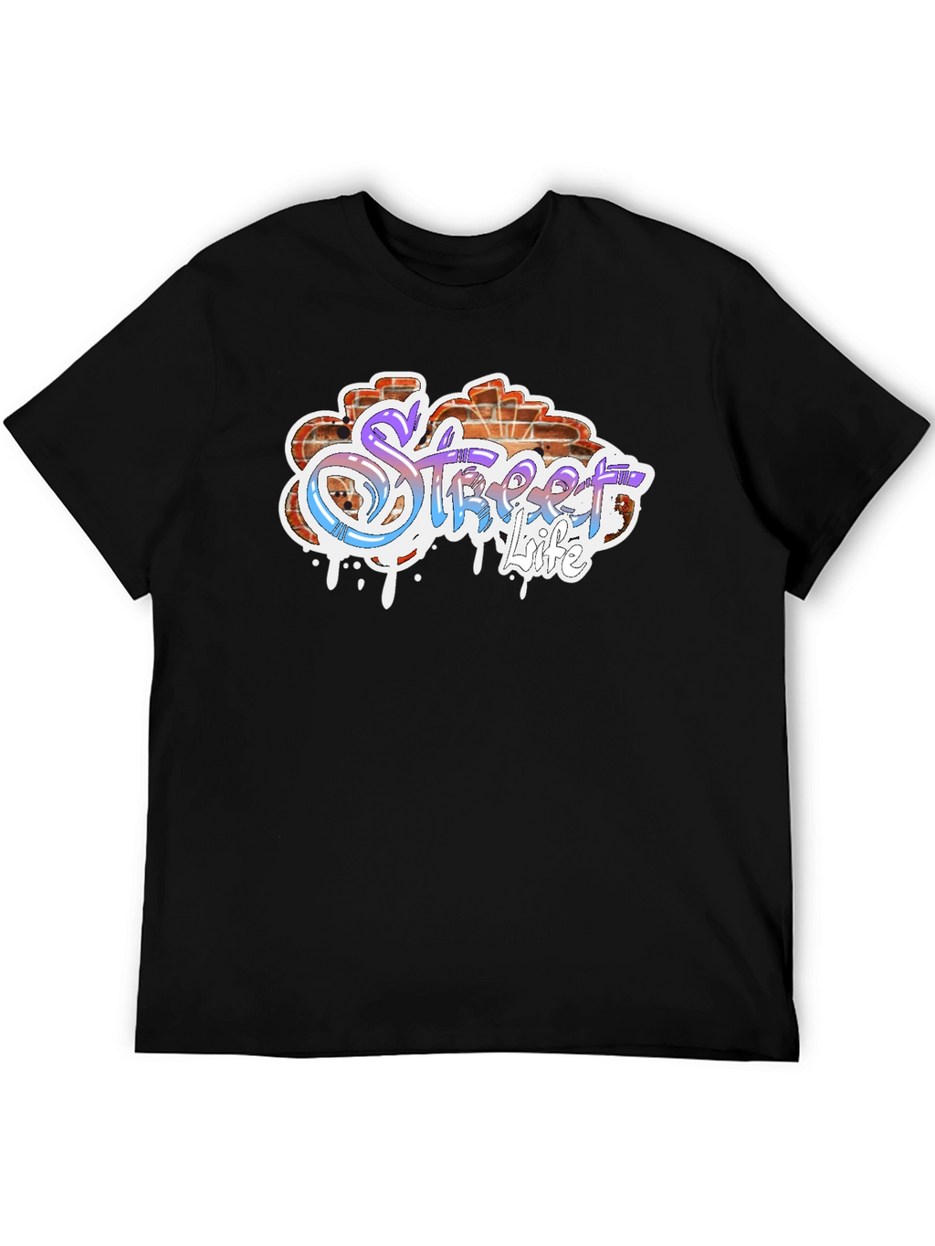 Street Life Graffiti Style Black T-Shirt