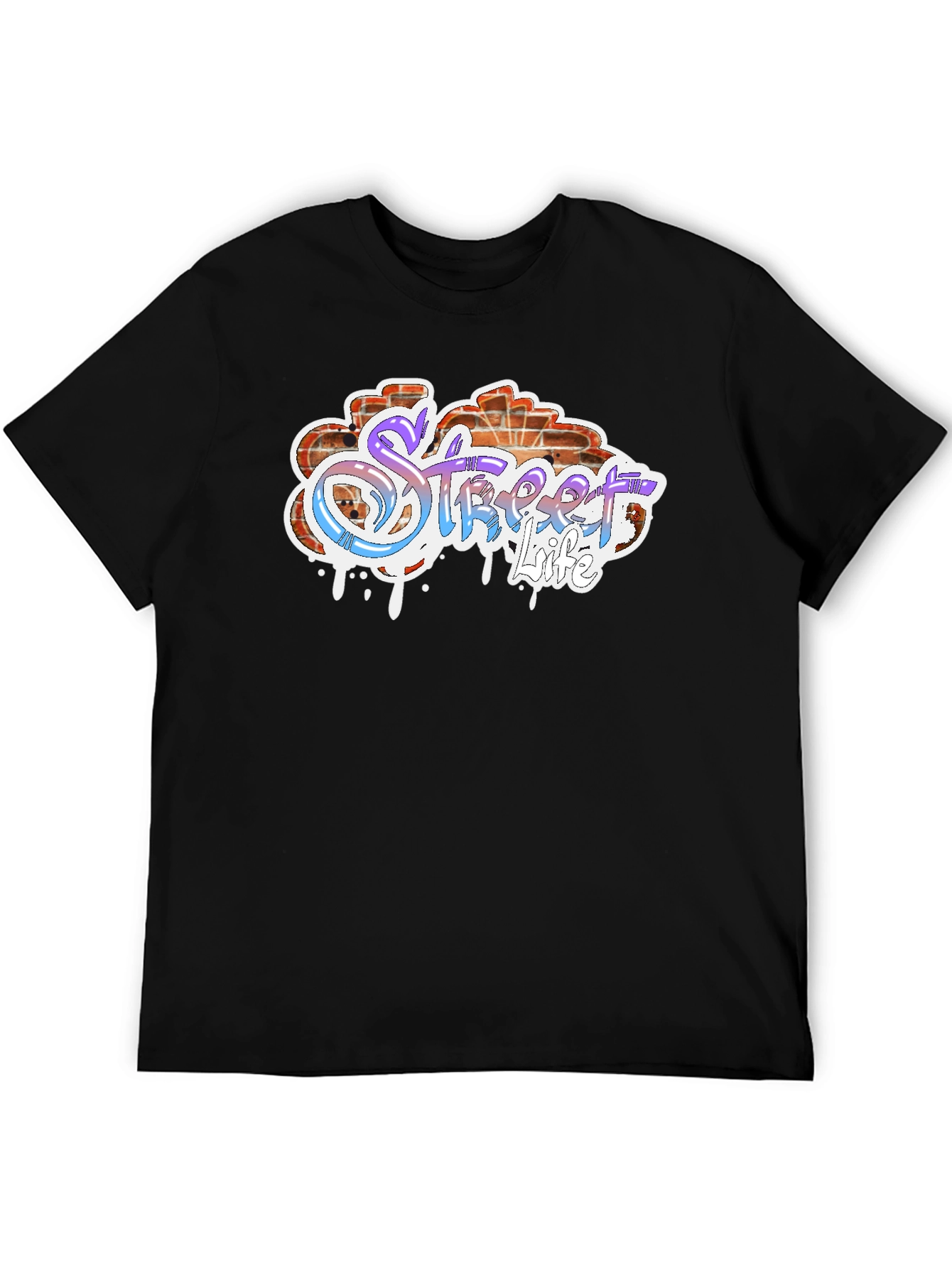 Street Life Graffiti Style Black T-Shirt