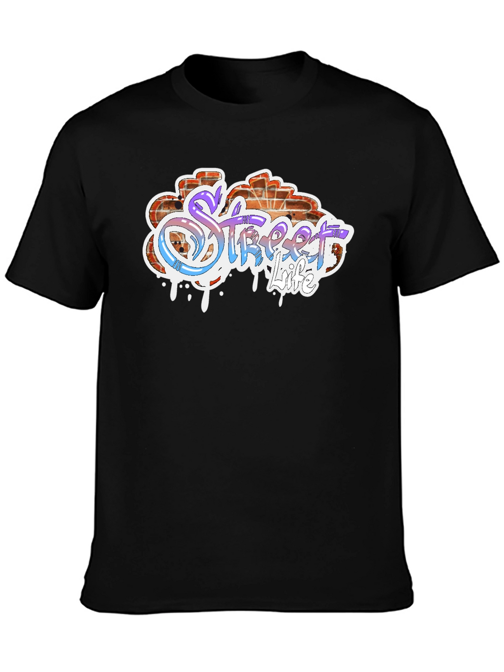 Street Life Graffiti Style Black T-Shirt