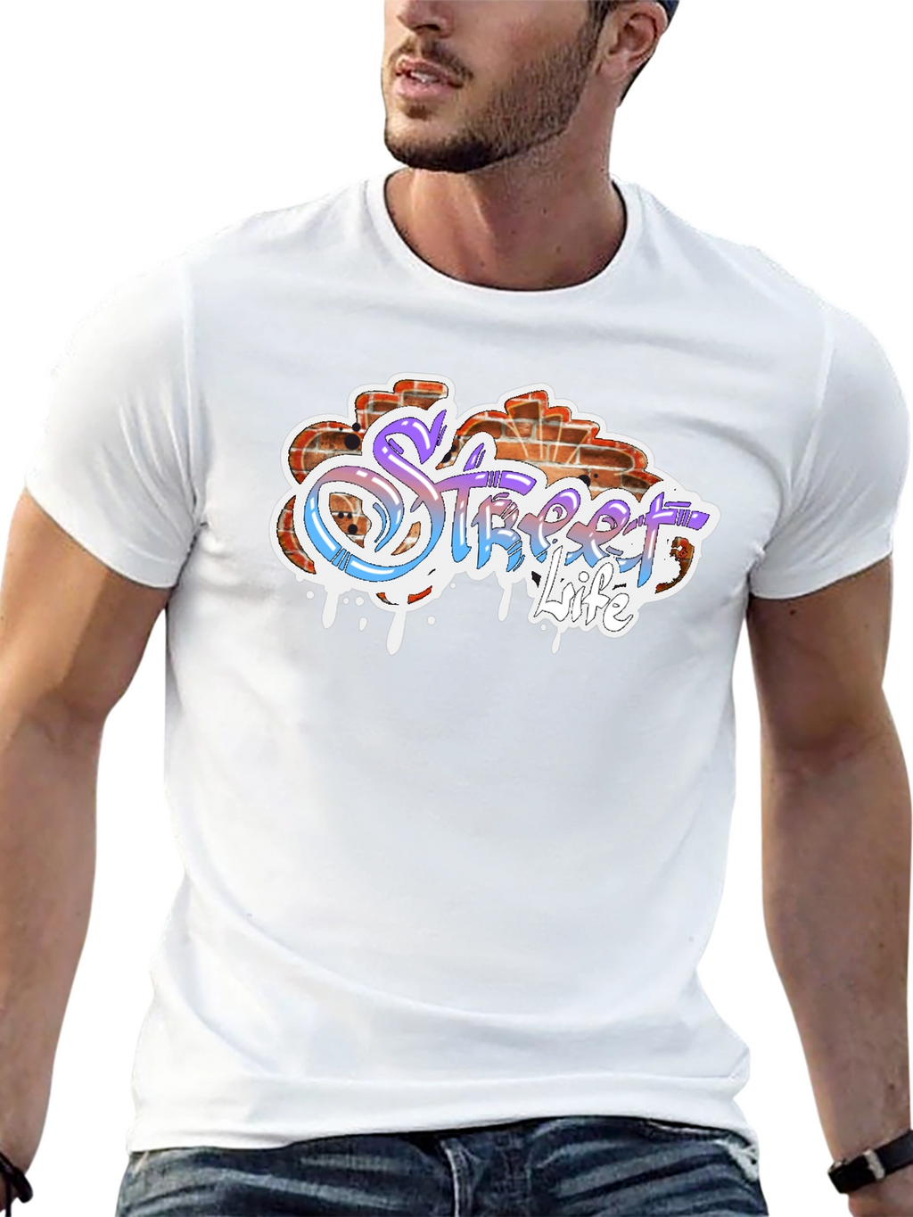 Street Life Graffiti Style Black T-Shirt