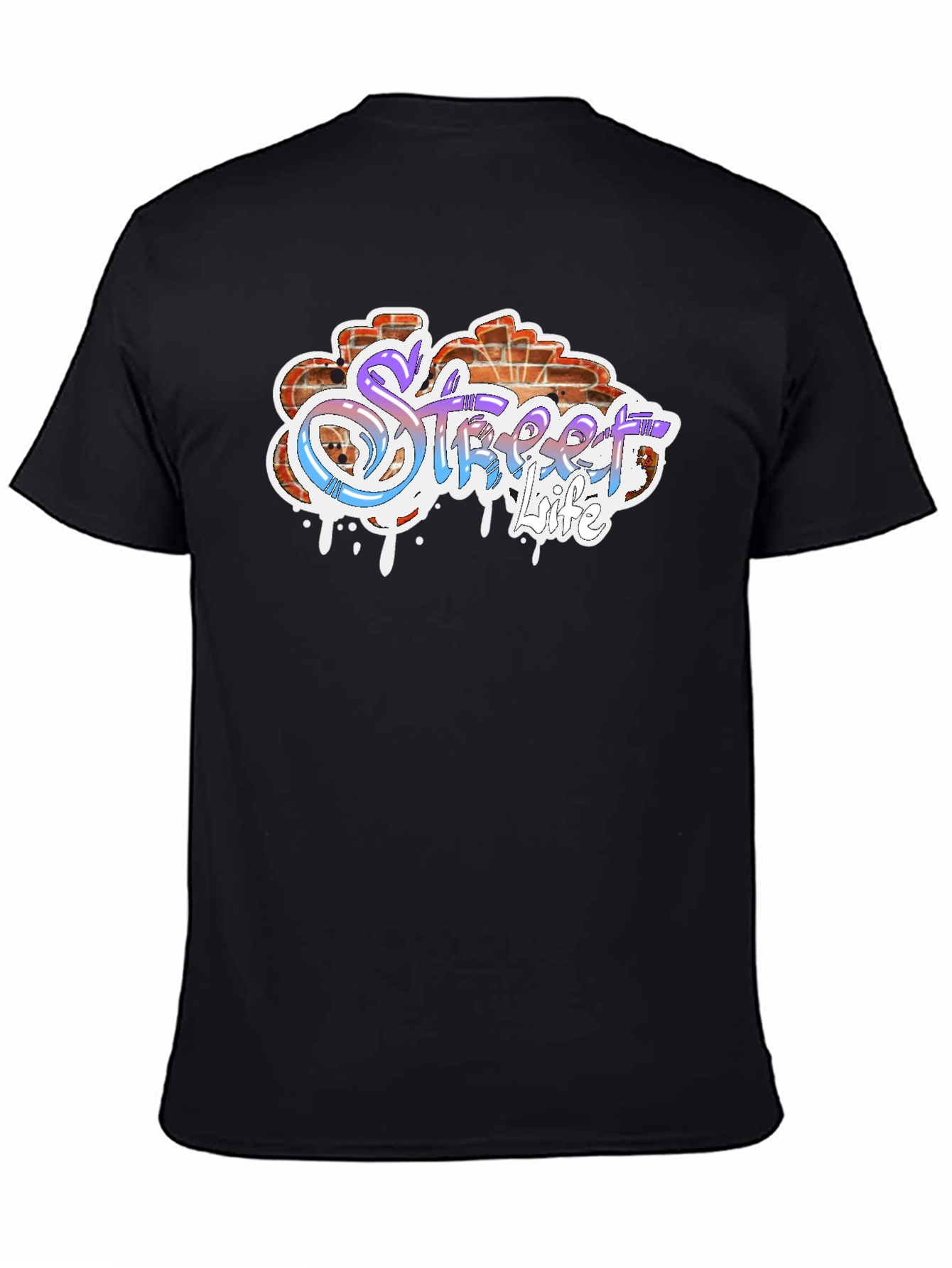 Street Life Graffiti Style Black T-Shirt