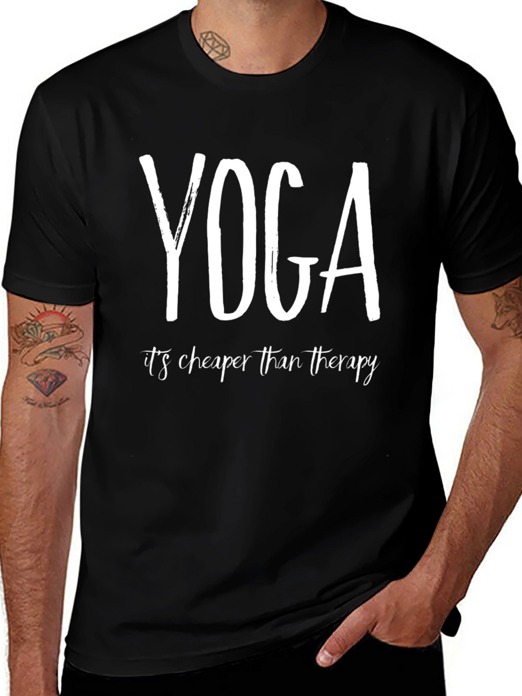 Yoga Cheaper Than Therapy Black T-Shirt