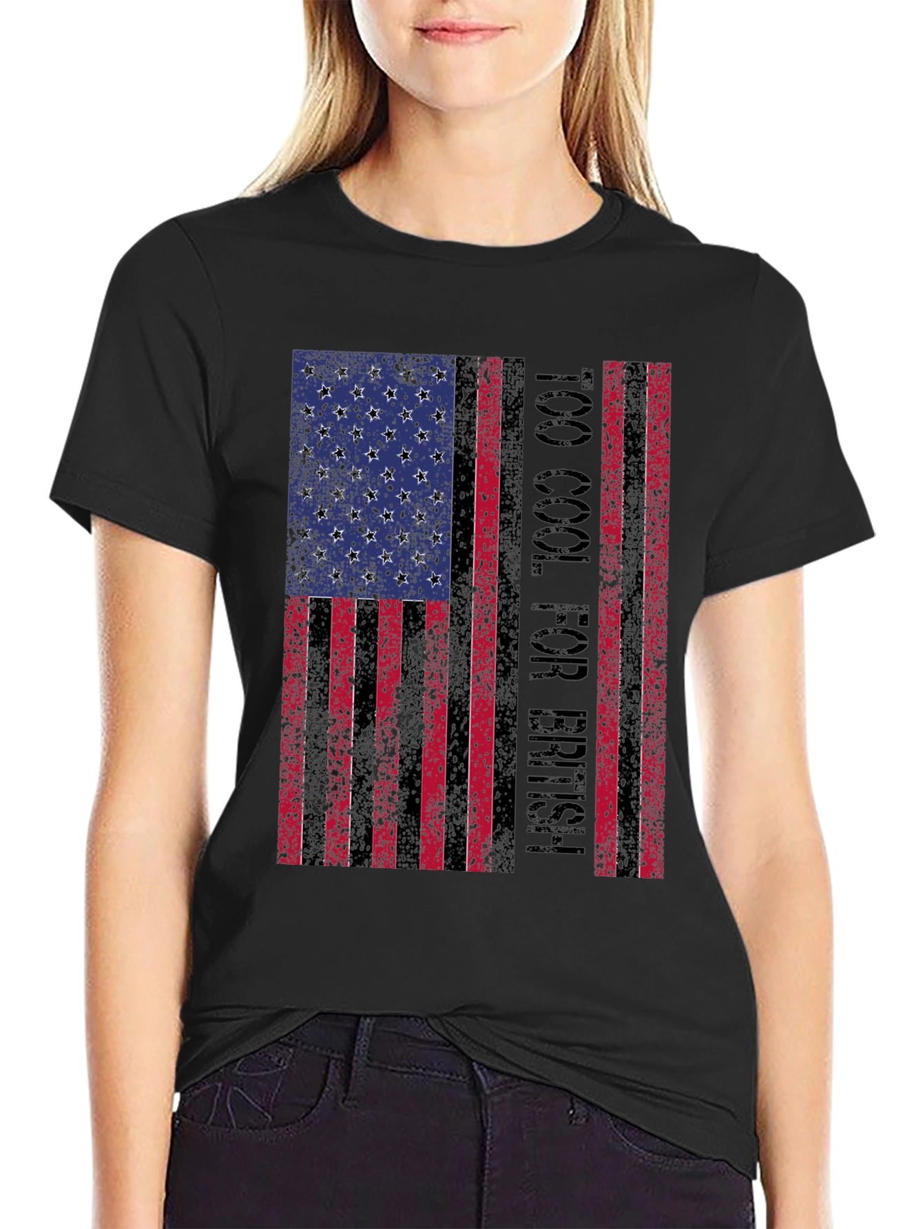 Too Cool for British American Flag Graphic Tee