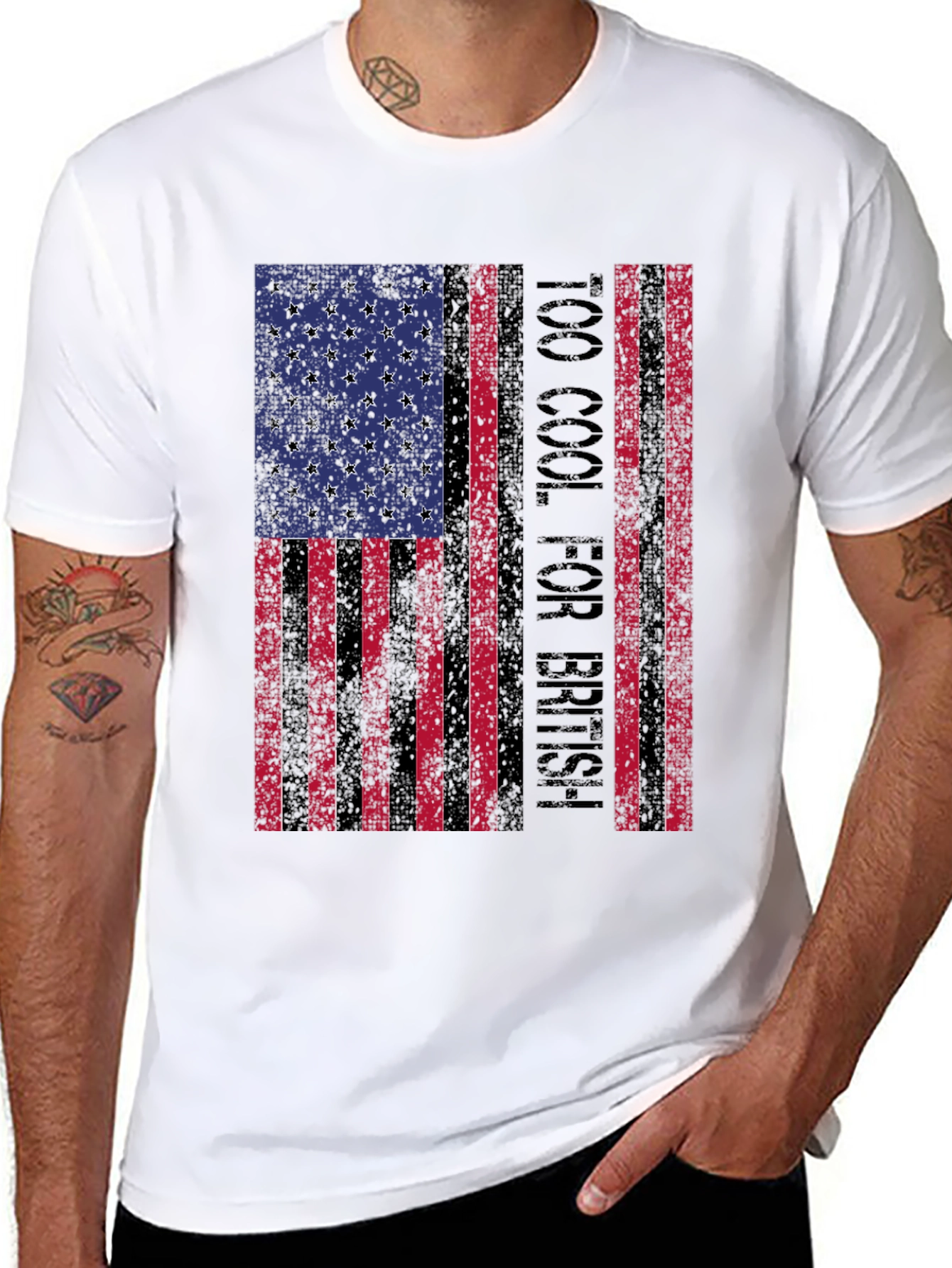 Too Cool for British American Flag Graphic Tee