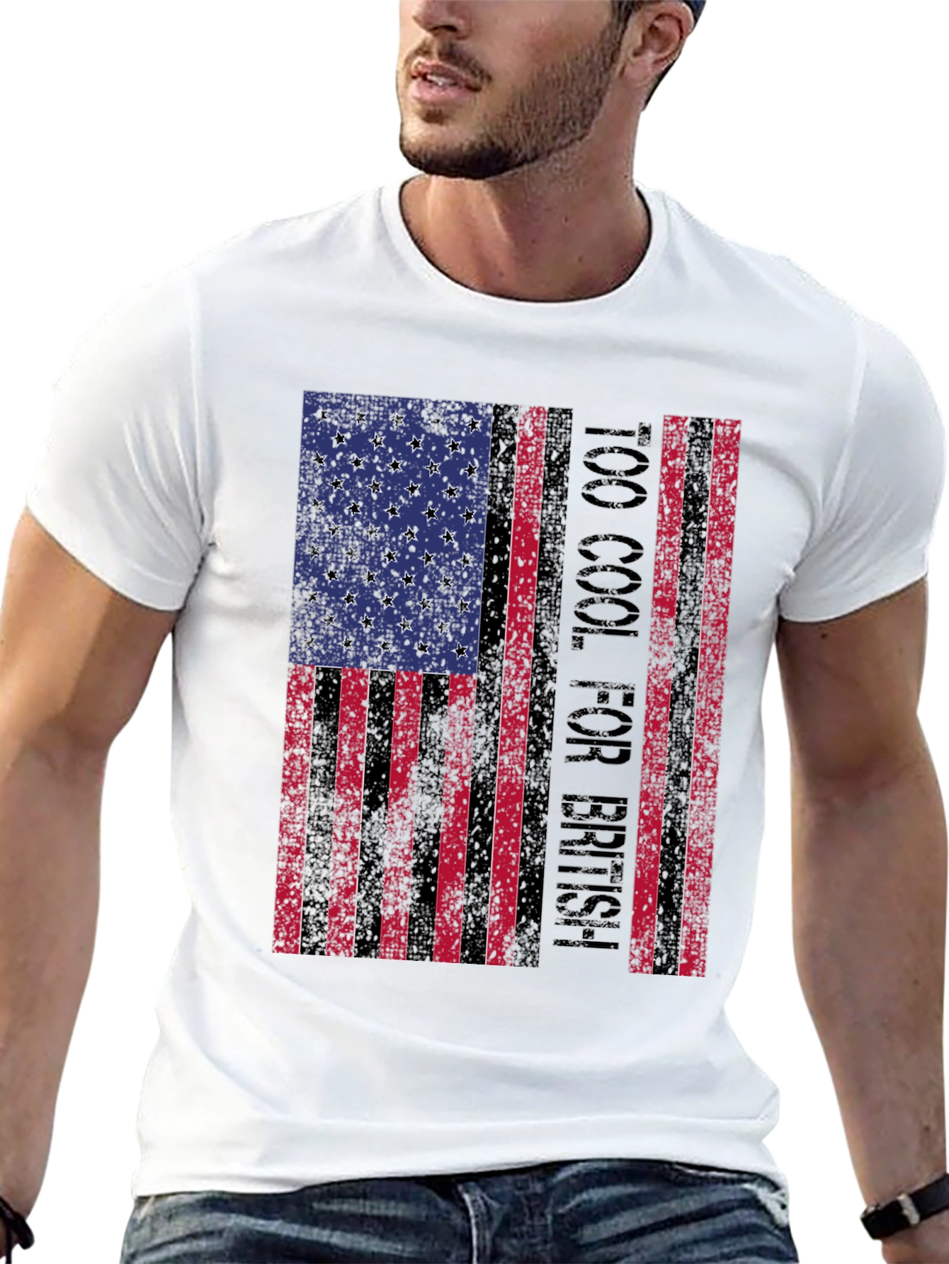 Too Cool for British American Flag Graphic Tee