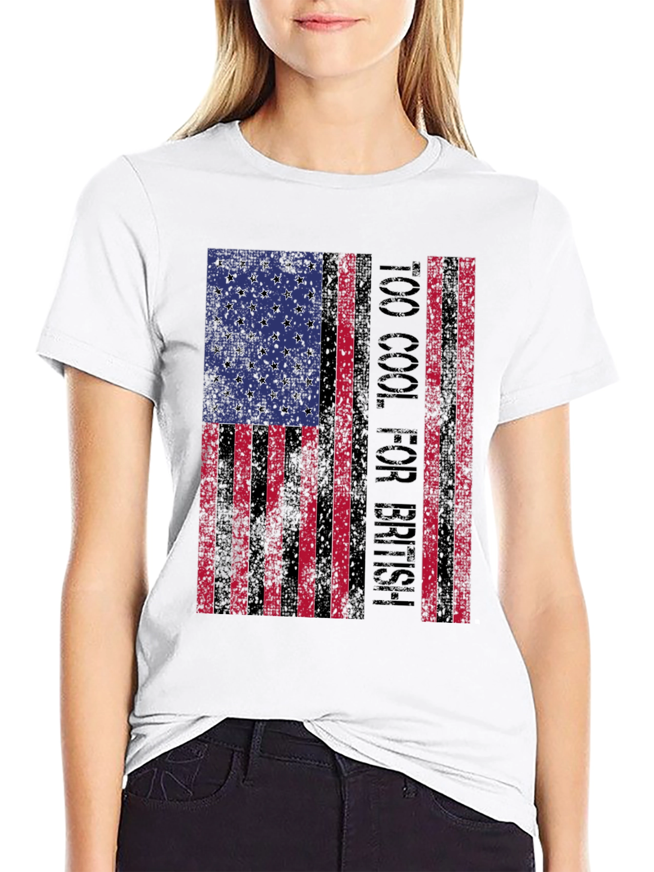 Too Cool for British American Flag Graphic Tee