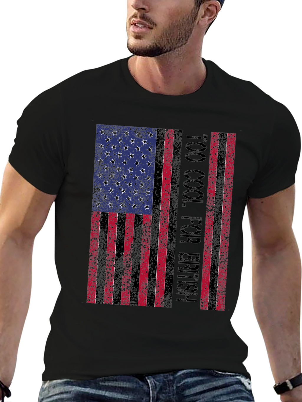 Too Cool for British American Flag Graphic Tee