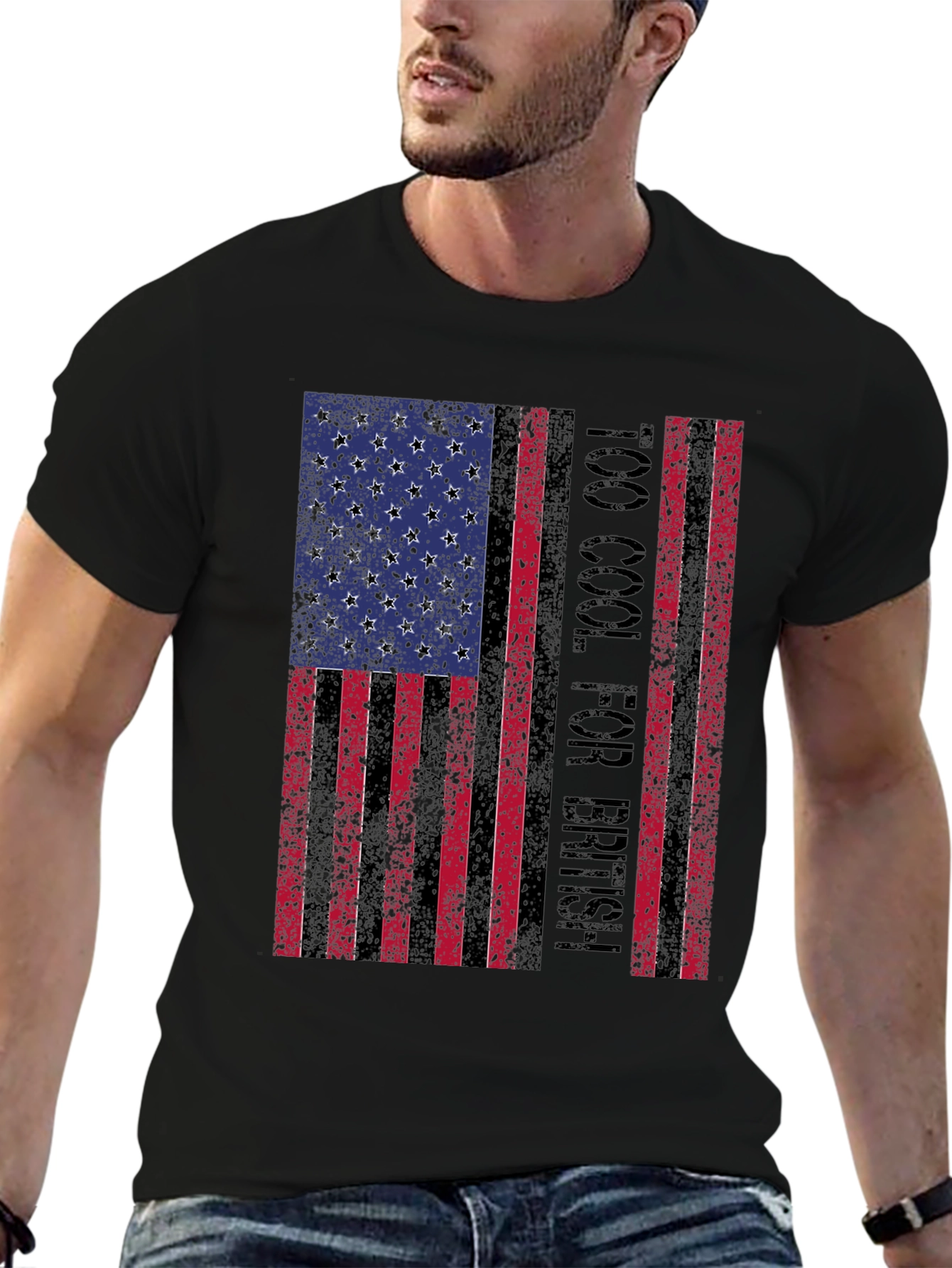 Too Cool for British American Flag Graphic Tee