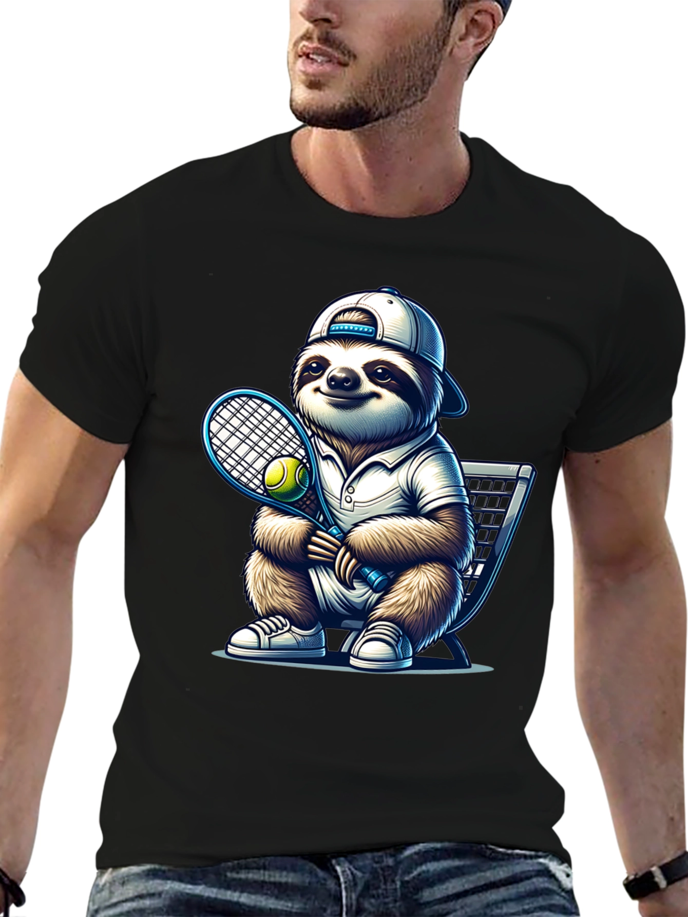 Sloth Tennis T-Shirt - Funny Animal Tee