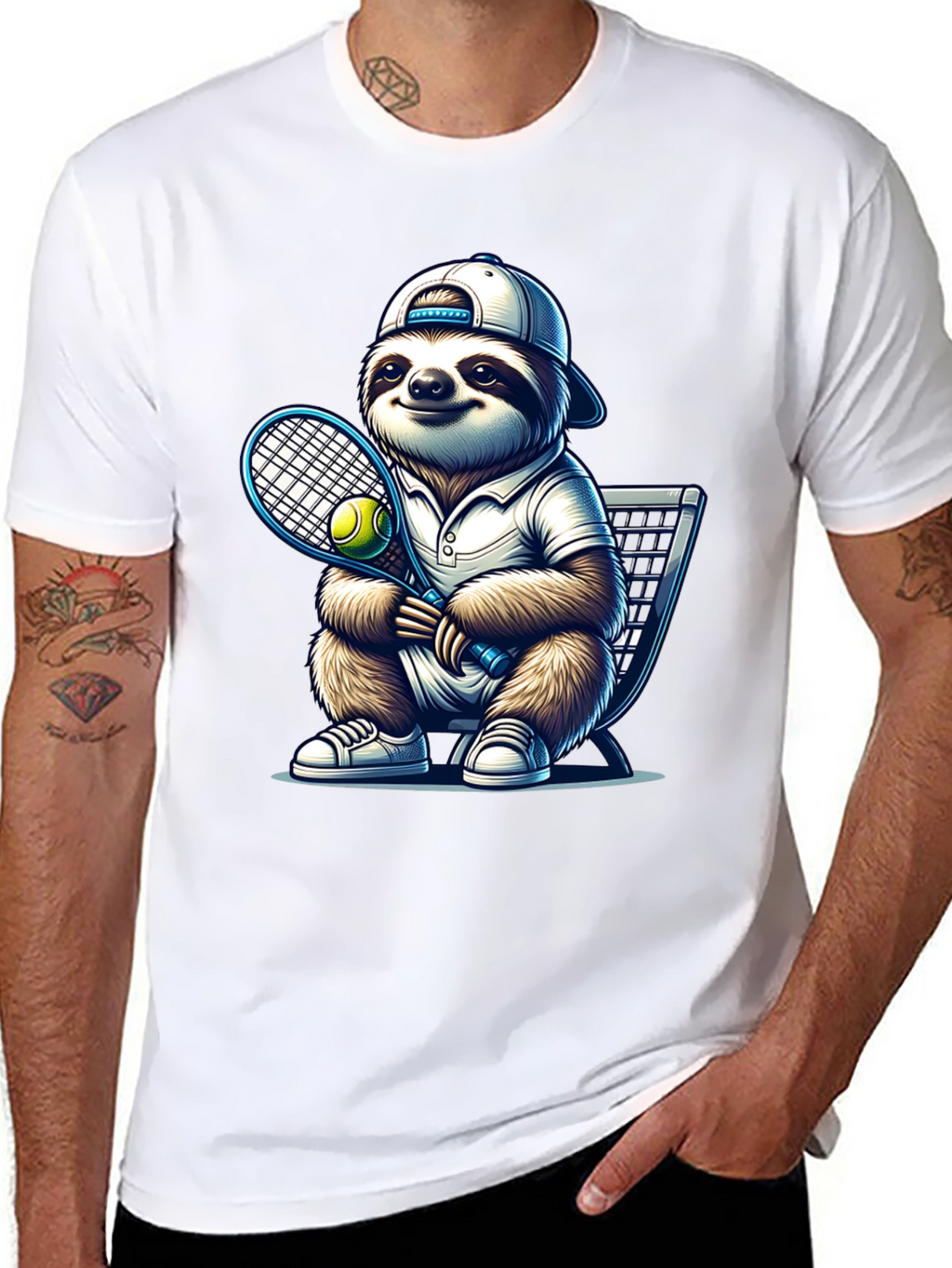 Sloth Tennis T-Shirt - Funny Animal Tee