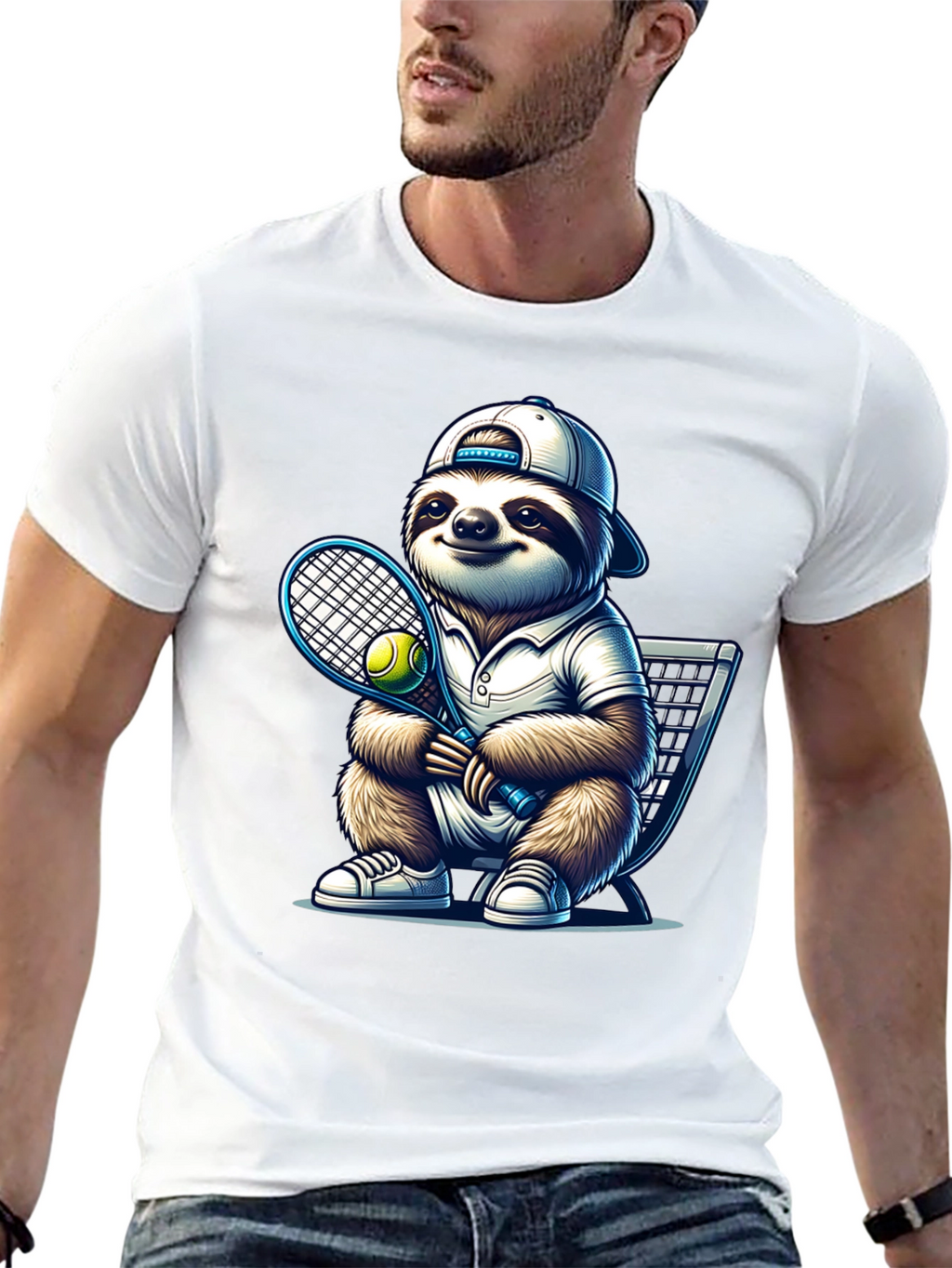 Sloth Tennis T-Shirt - Funny Animal Tee