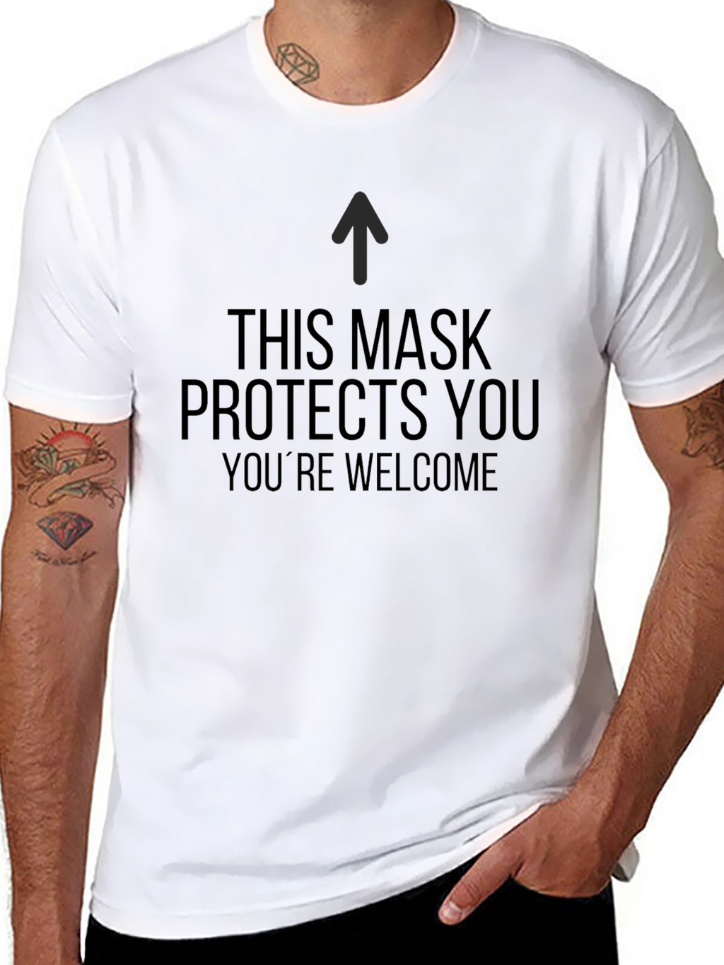 Masks Protect You T-Shirt - Black Crew Neck